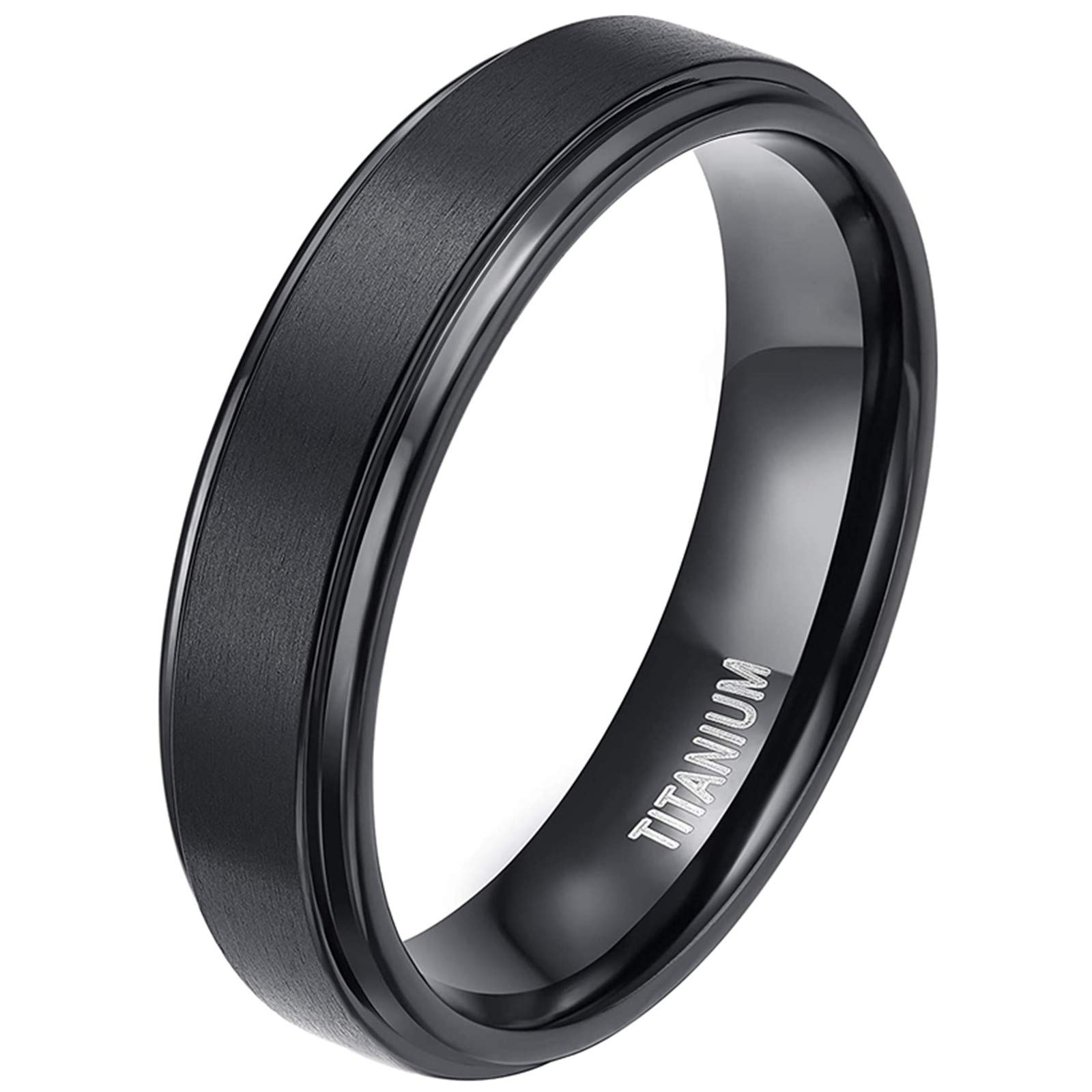 Zakk Ring Herren Damen Titan Verlobungsringe Eheringe Trauringe Schwarz Gebürstet 4mm 6mm 8mm