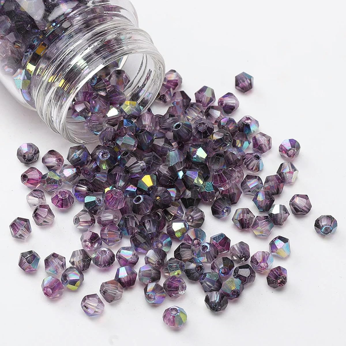 HUIOYG 130pcs 4mm Bicone Beads Crystal Loose Spacer Beads for Bracelet Making
