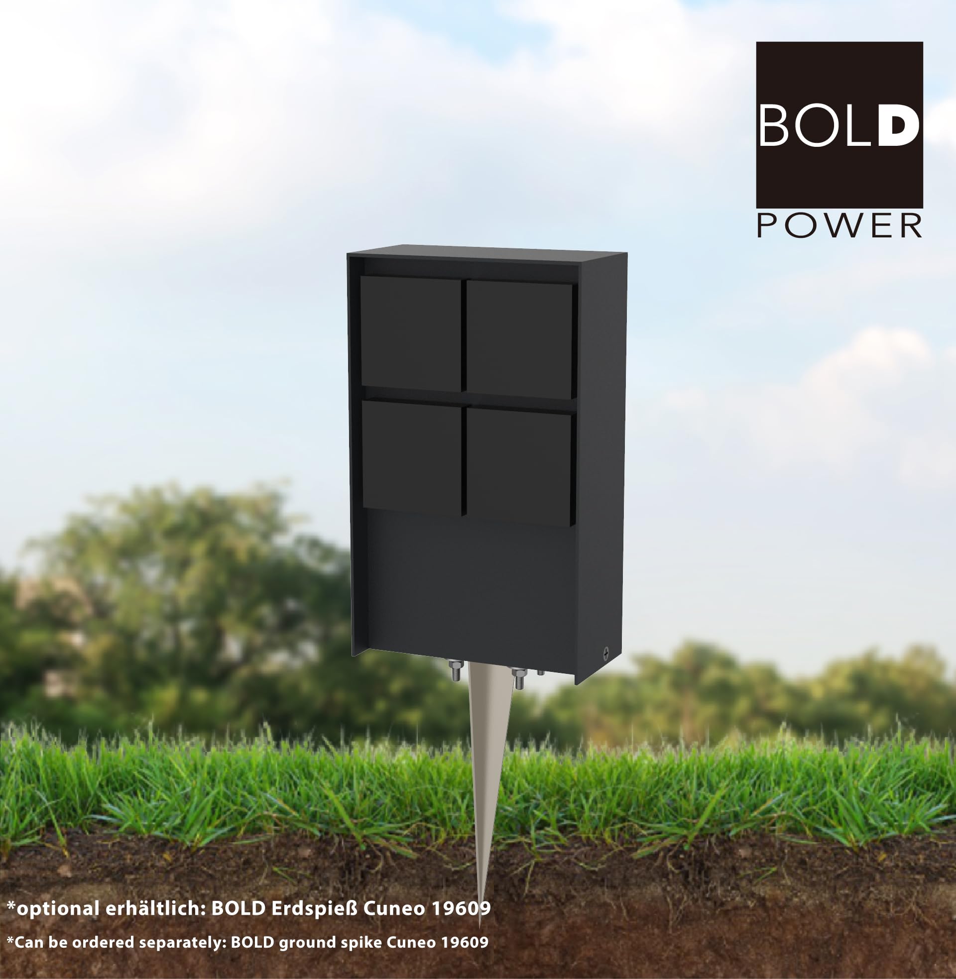 BOLD 19561 Prise de Courant extérieure pour Jardin Abano avec fiche à 4 Prises en Anthracite (Prise de Courant extérieure IP44 | 3680 Watt | Installation Facile | Emballage sans Plastique)