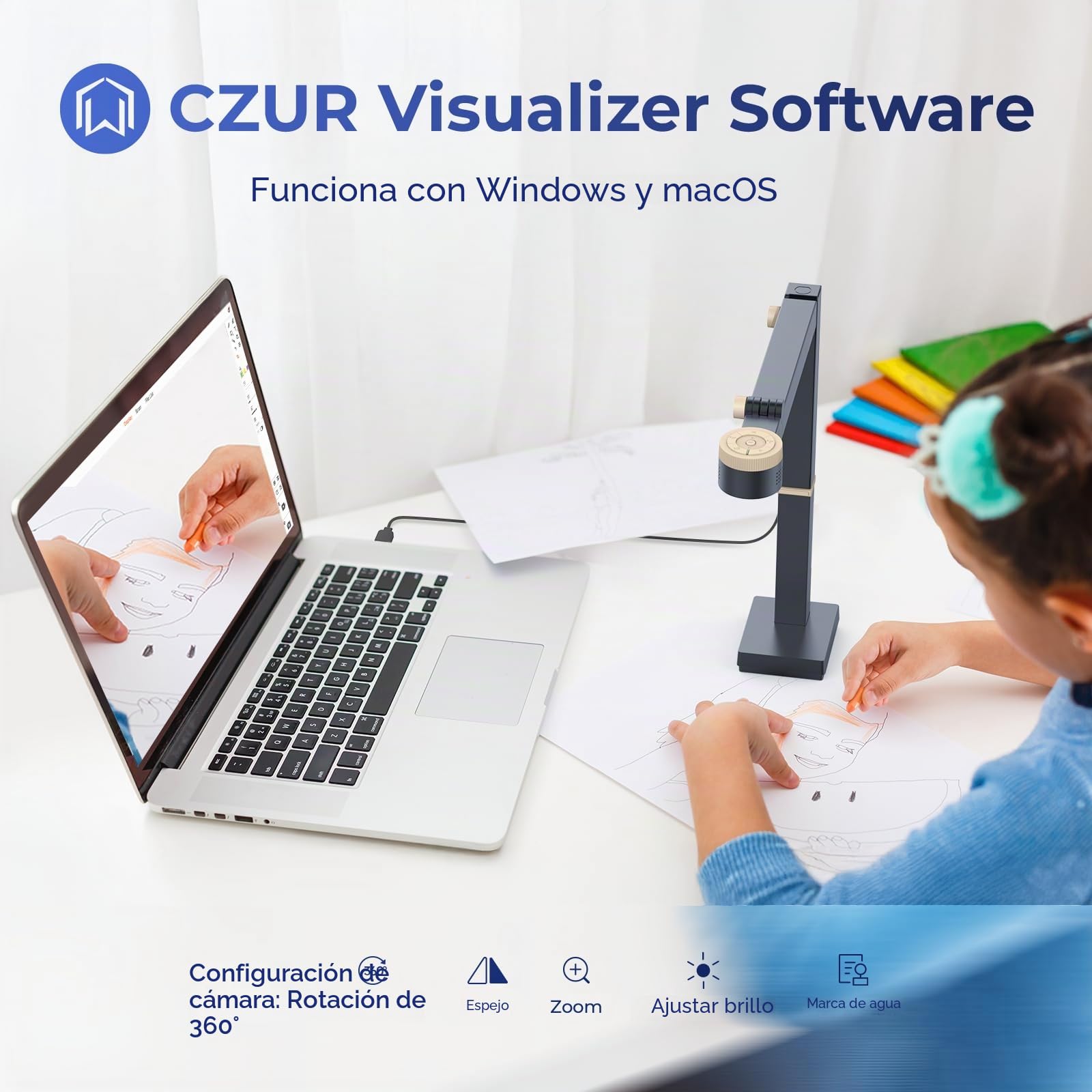 CZUR Fancy S Pro Cámara de Documentos 4K USB 12MP con Luz LED, Micrófono y Enfoque Automático 60 fps