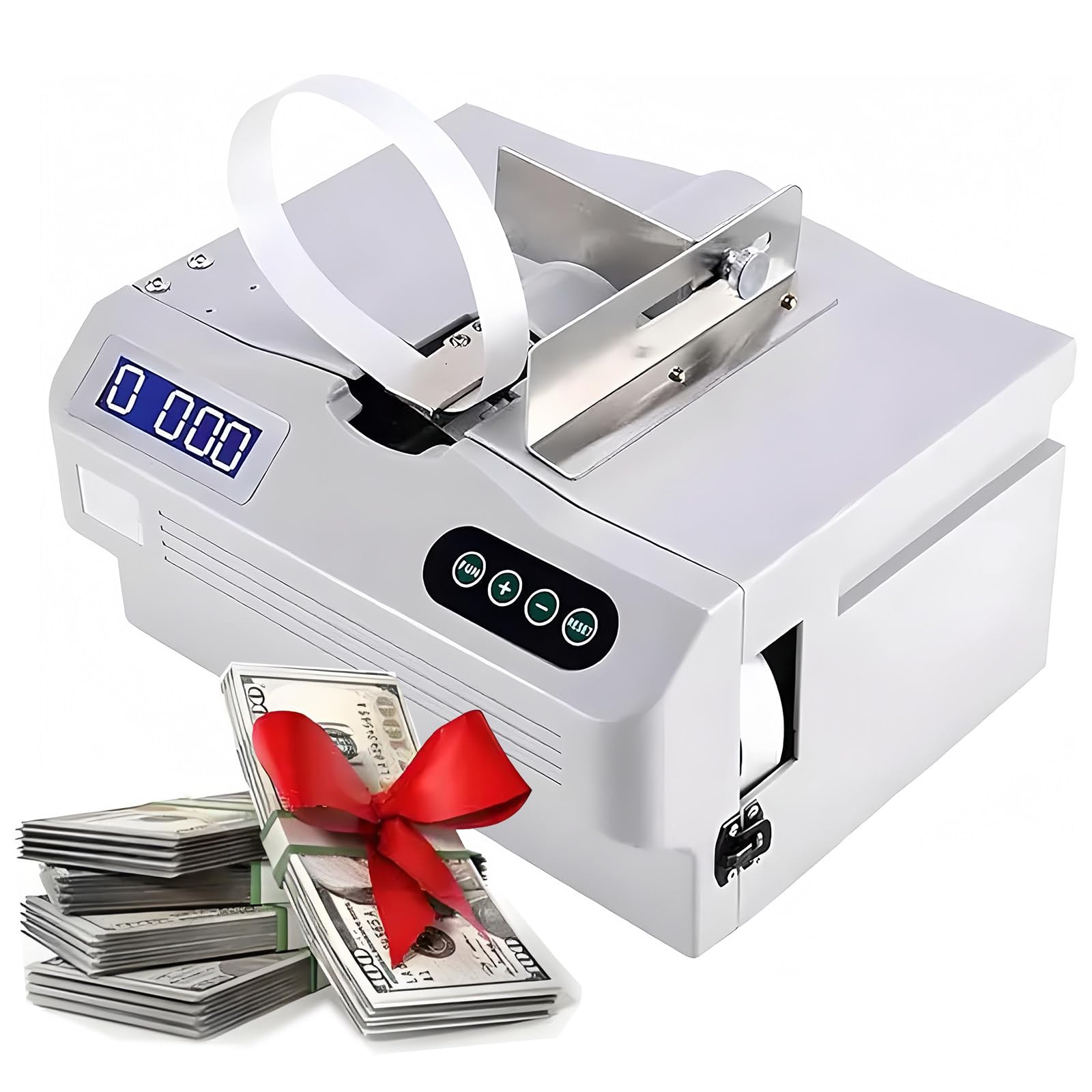 YXYLJOZ Automatic Paper Tape Binding Machine with LCD Screen - Fast 24 Times/Min Banknote & Document Binder, 110V Induction Binding Solution for Efficient Receipt Management