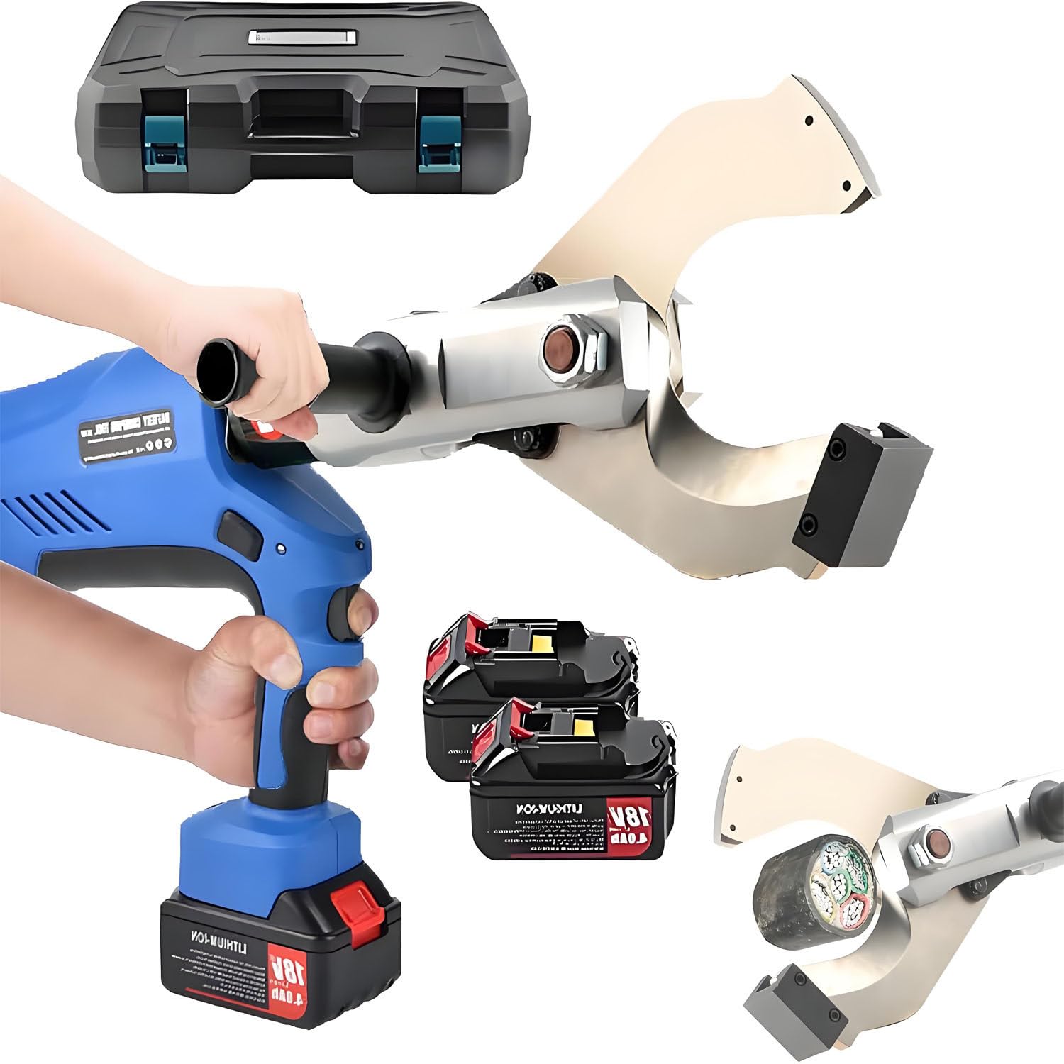 UORDBY Cable Wire Hydraulic Cutting Tool, Digital Display Electric Hydraulic Shears, 150KN-250KN，with 360° Rotatable Alloy Steel Blades for Max.Φ120mm Copper/Cu/Al Cable 120C