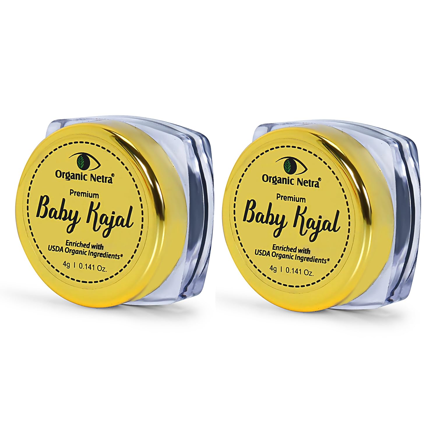 Organic Netra Baby Compressed Powder Kajal Water Resistant,Smudgeproof,Longlasting For Normal Skin Type Enriched With Natural&Organic Ingredients With No Harmful Chemicals,Matte Finish,4g (Pack of 2)