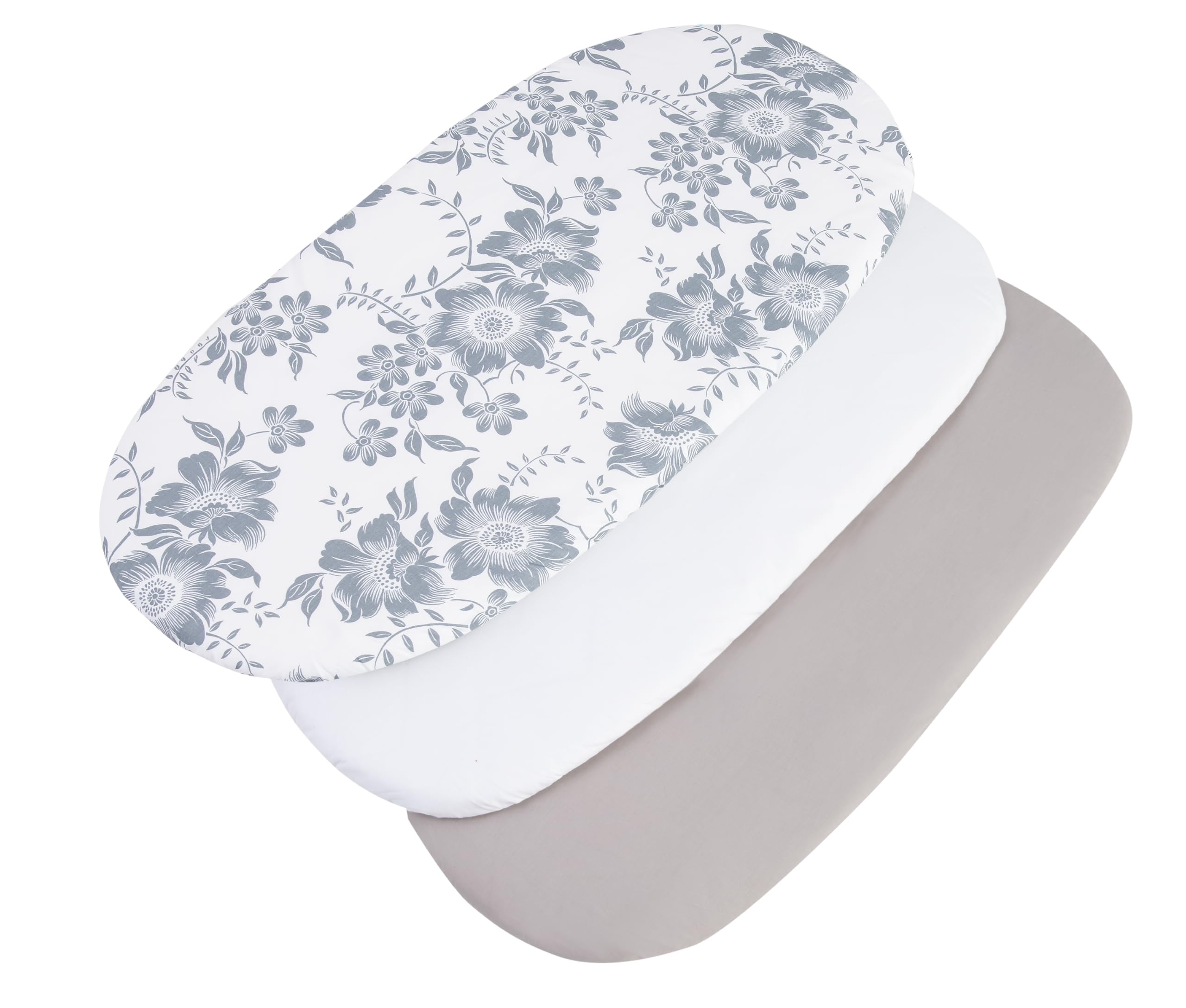 Medi Partners Set of 3 pcs. Fitted Sheet Pram 86 x 40 cm 100% Cotton Mattress Protector Baby, Berry-white-grey, Three pack