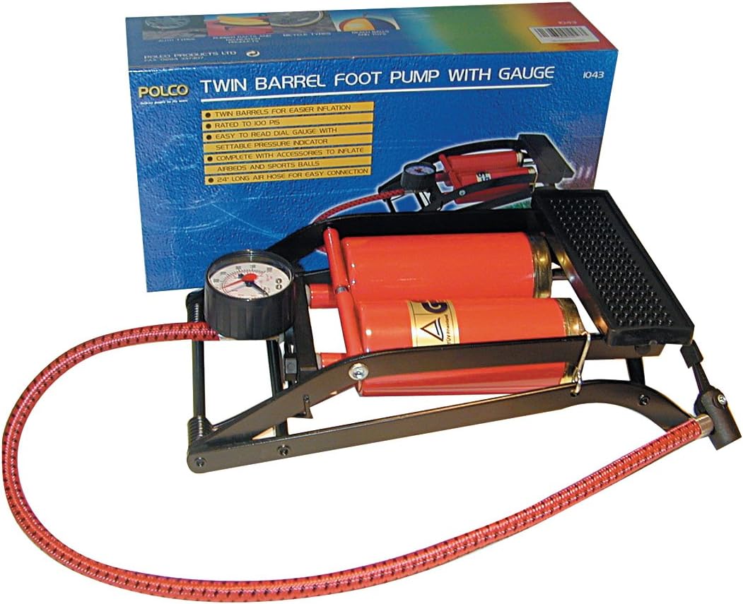 Polco 1043 Twin Barrel Foot Pump and Gauge