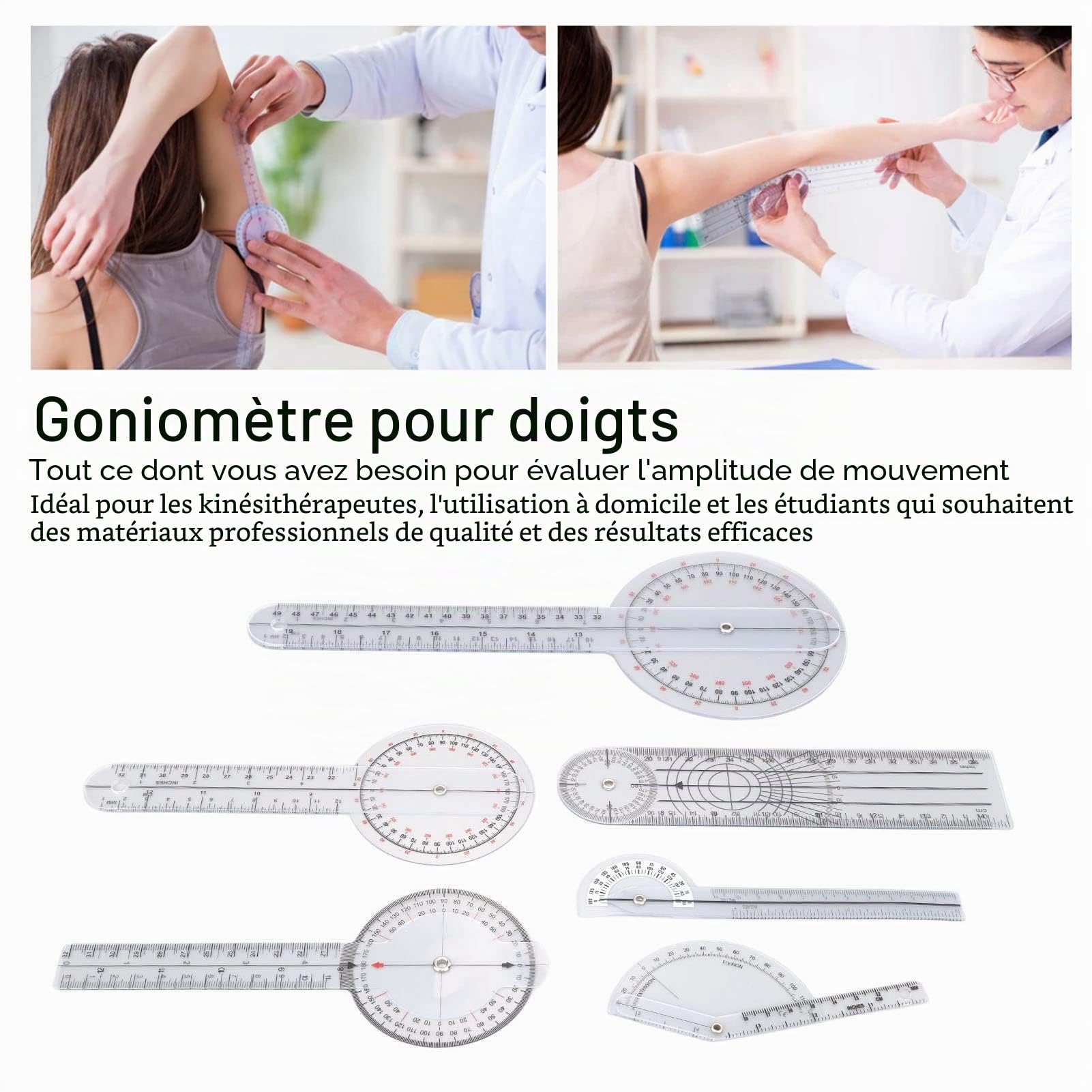 Goniomètre Numérique électronique, Ensemble de 6 Goniomètres Médicaux 6 8 10 Pouces Ensemble de Goniomètre Articulaire Multifonction pour les Kinésithérapeutes à Usage Domestique et les étudiants