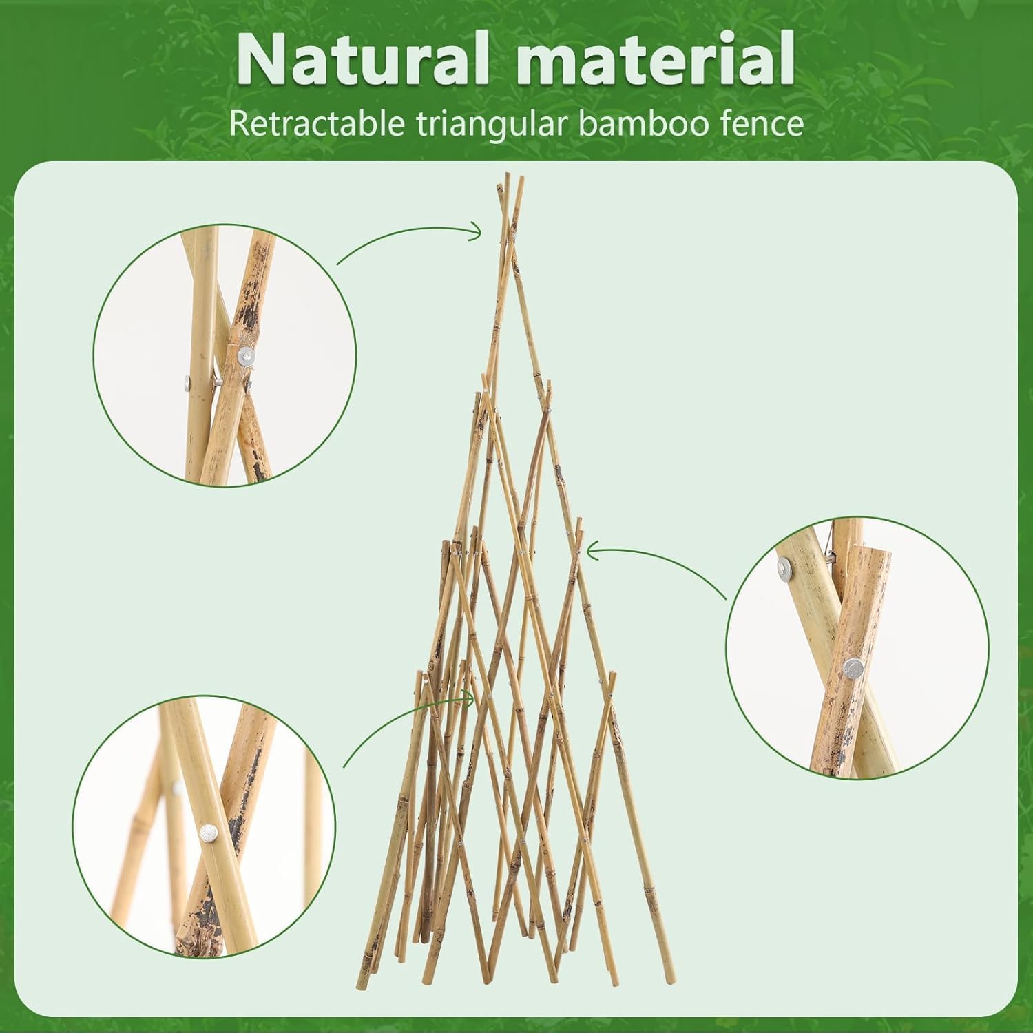 Garden Bamboo Obelisk Plant Support for Climbing Plants Outdoor, Adjustable Height 35 to 45 inches Tall Cucumber Trellis