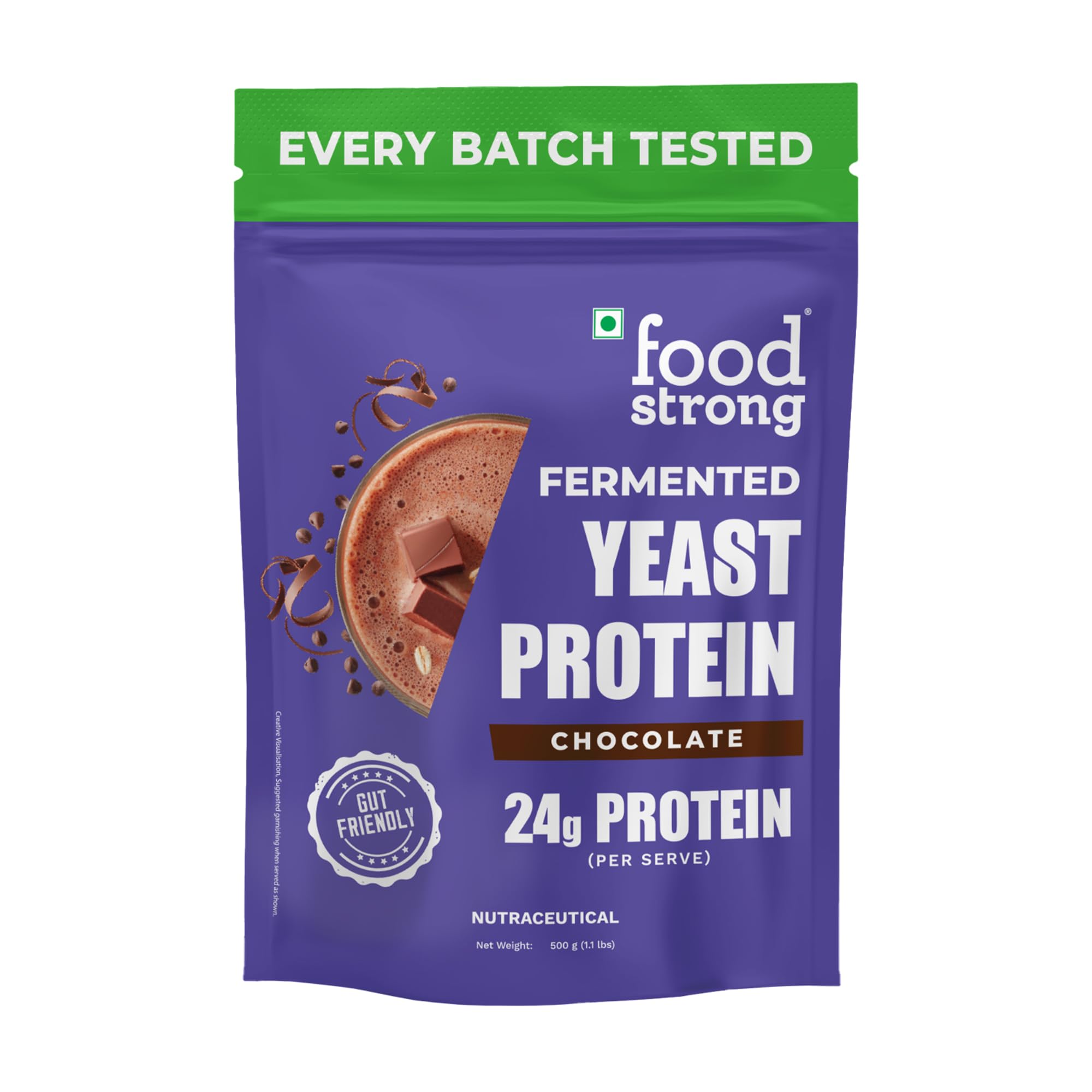 Foodstrong Fermented Yeast Protein - Chocolate | 26g Complete Plant Protein with Probiotics, Digestive Enzymes, & Indian Herbs | Vegan | No Sugar | 500g-image-20