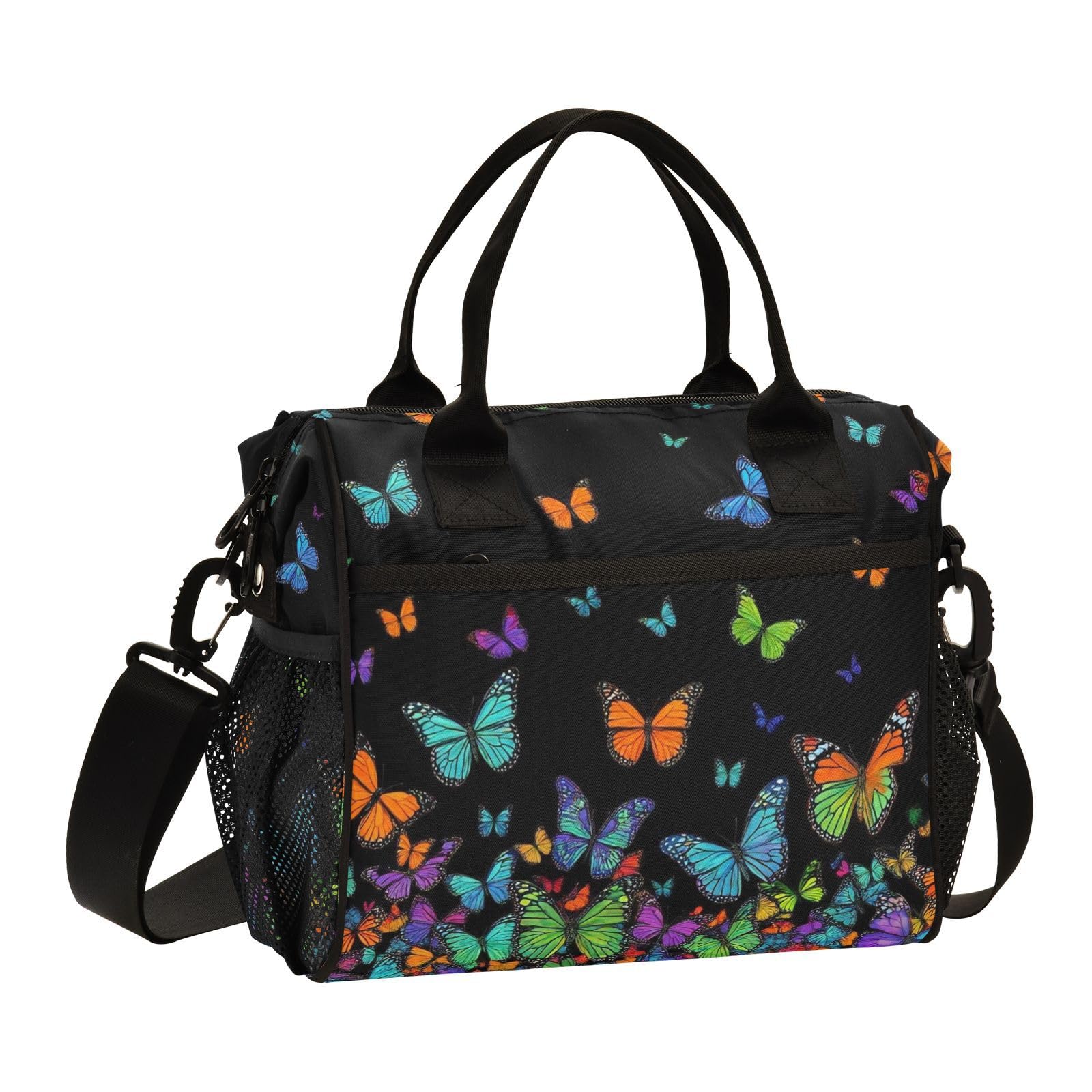 Aslsiy Lunch Bag for Girls Fantastic Flying Butterflies Kids Insulated Lunch Bags Women Tote Bag for Office School M