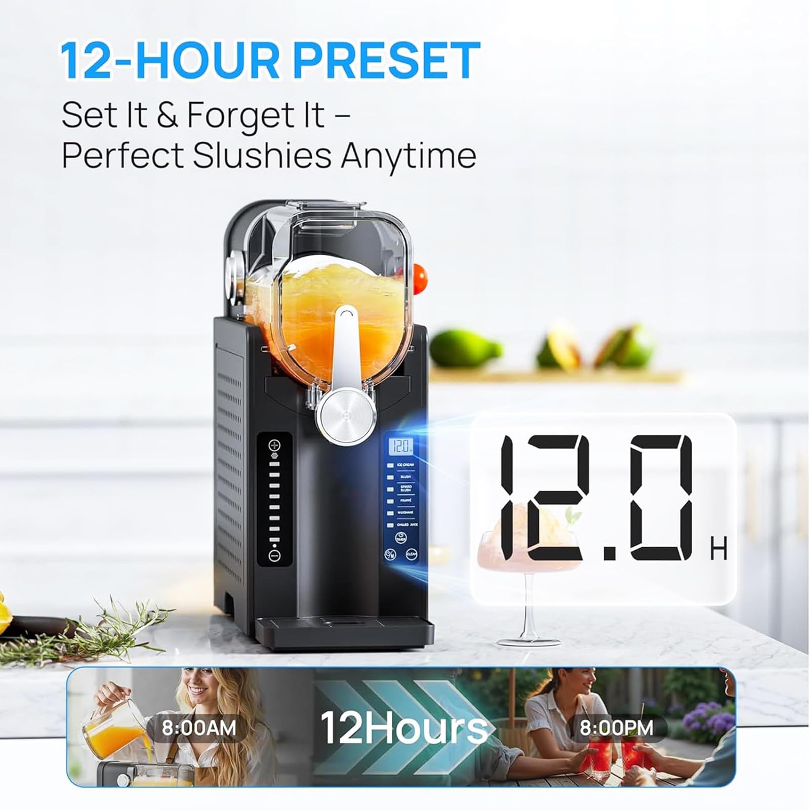 Slushie Maschine für Zuhause, Gefrorene Getränke Maker mit Selbstreinigung, 6 voreingestellte Programme, 1,6 l Kapazität für Cocktails, Frappé, Milchshakes & gefrorenen Saft, kein Eis erforderlich