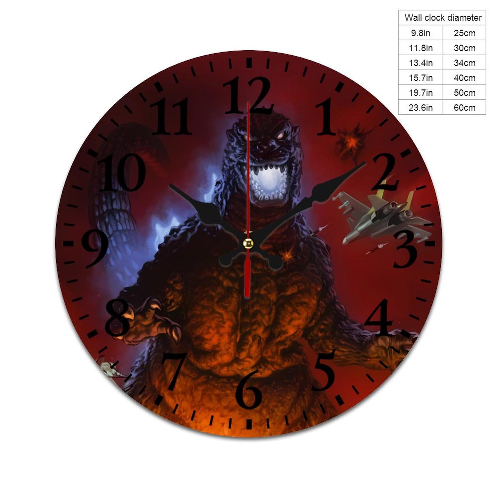 Amazon.co.jp: ゴジラ 掛け時計 PVC壁掛け時計 静音 連続秒針 壁掛け