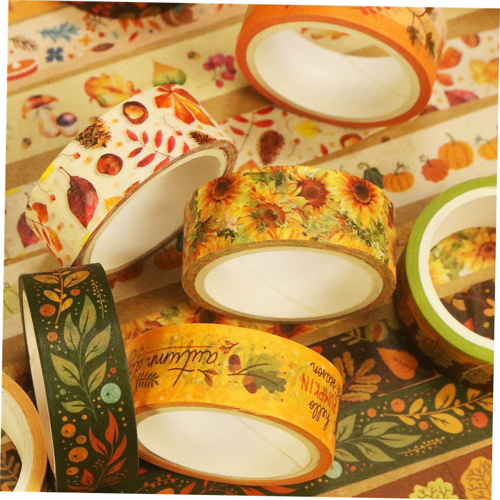 STOBOK 40rollen Teiliges Dekorative Washi Tapes Mit Herbstlichen Kürbis Und Sonnenblumenmotiven Für Scrapbooking Und -projekte Für Thanksgiving-dekorationen