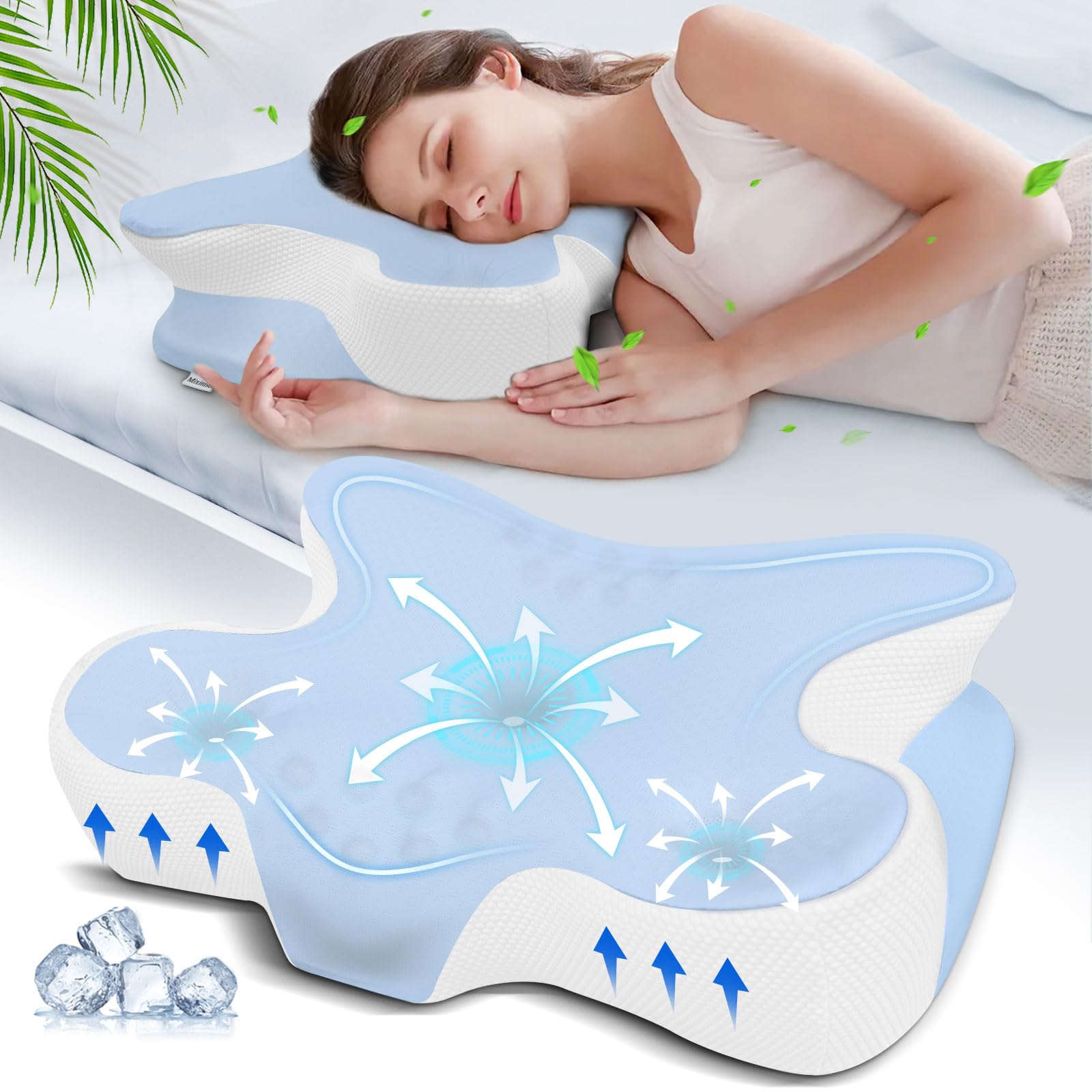 Memory Foam Cervical Pillow for Neck Pain Relief - Ergonomic Contour Pillow for Side Back Stomach Sleepers Orthopedic