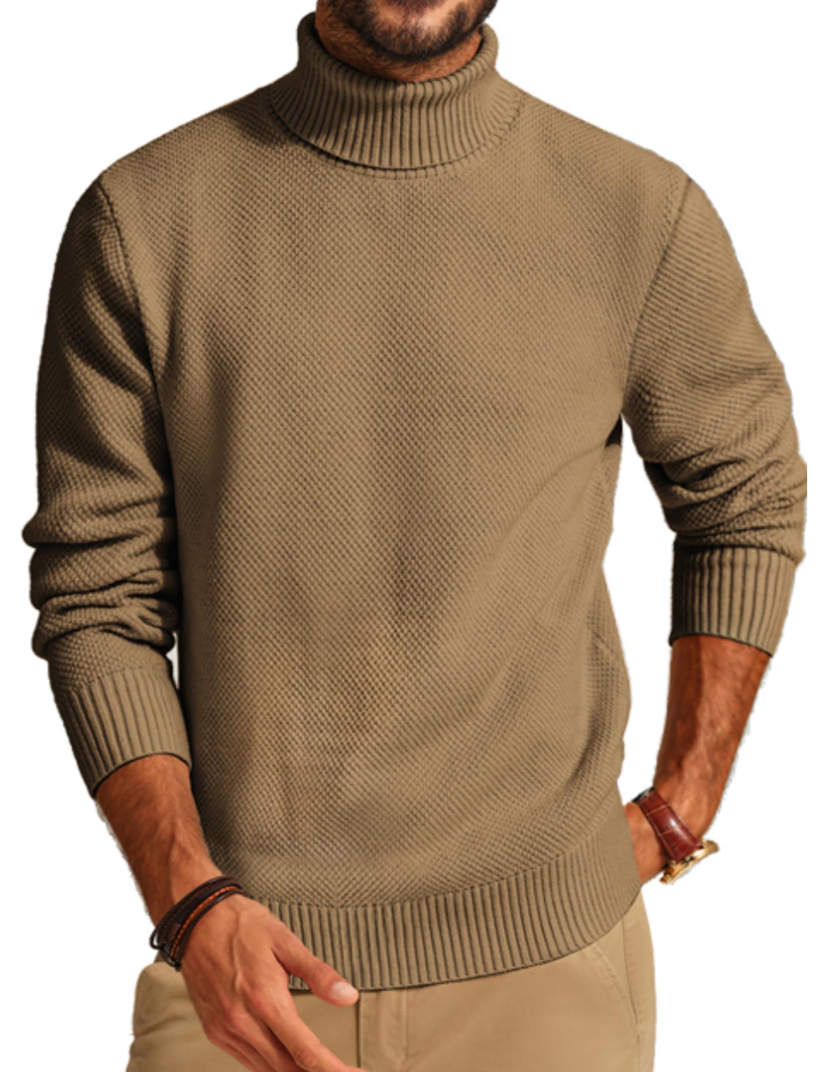 PJ PAUL JONES Men's Ribbed Slim Turtleneck
