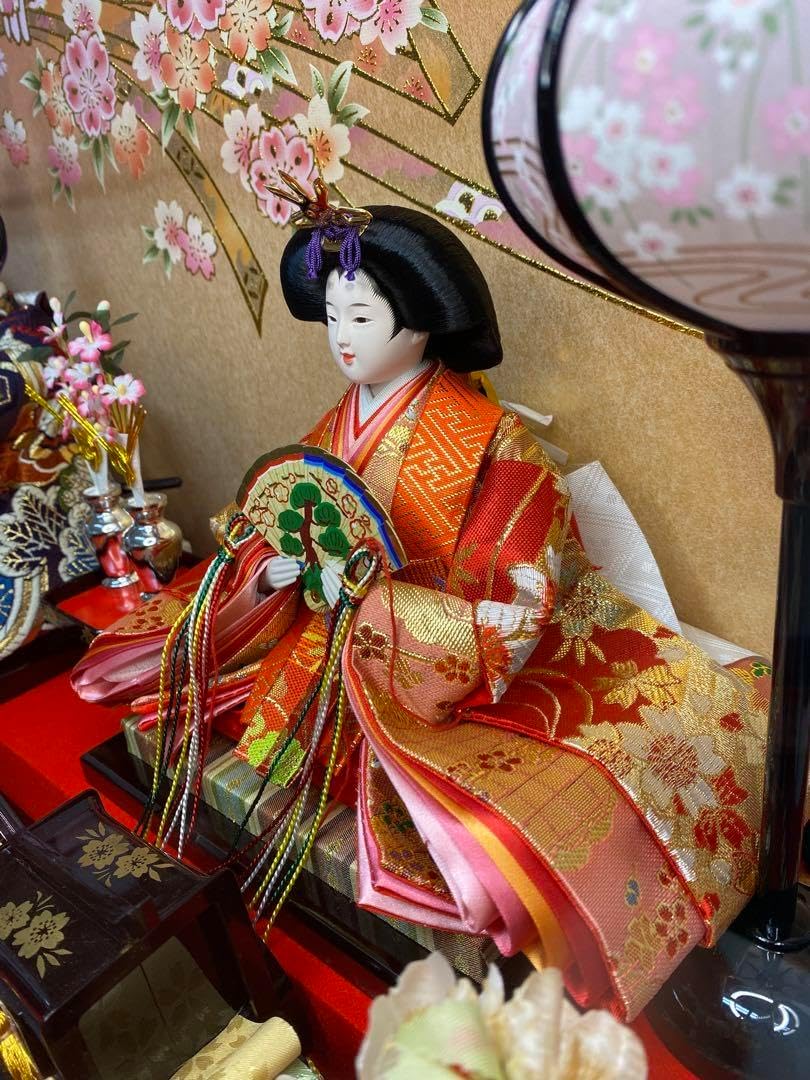 東京久月 雛人形ガラスケース入り親王飾り 間口約63×奥行約30