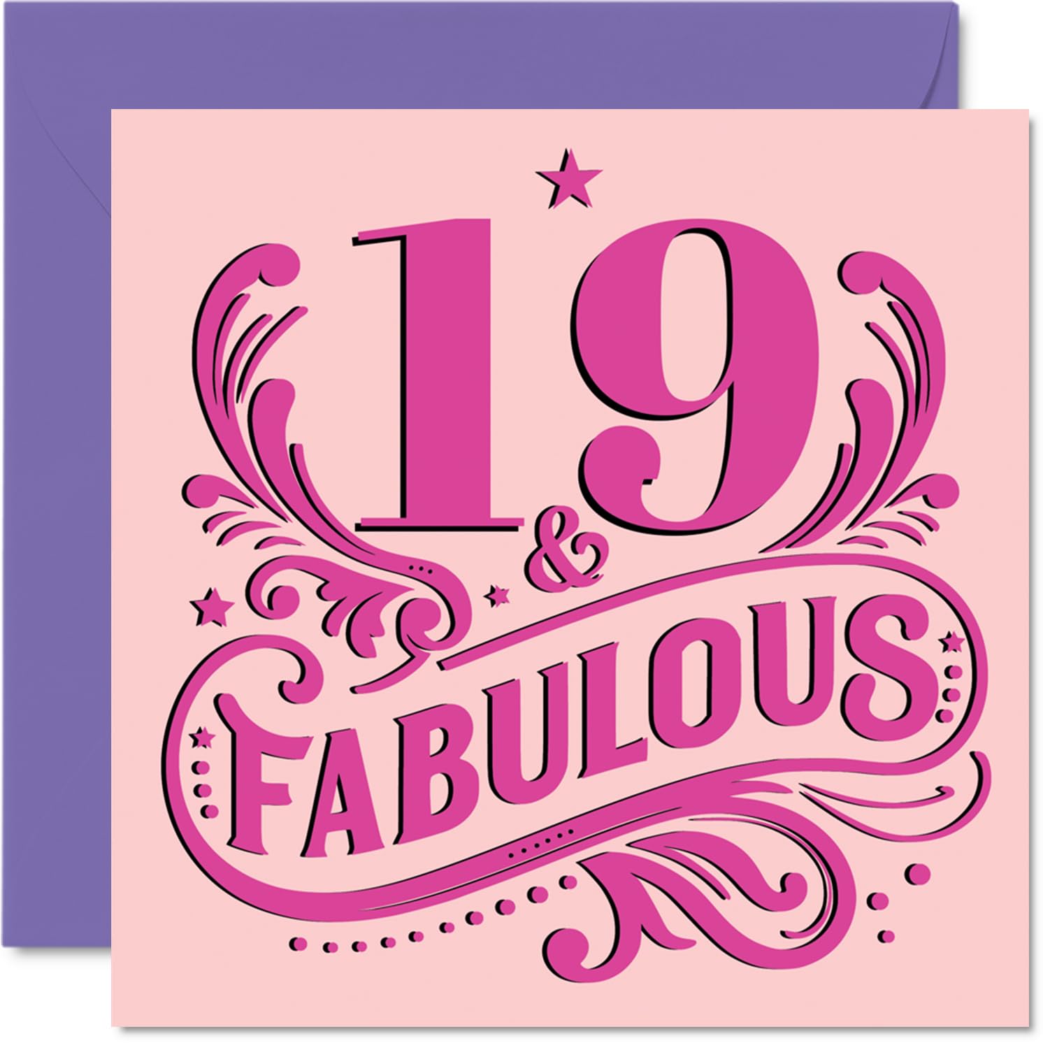 19th Birthday Cards for Women - Fabulous - Happy Birthday Card for 19 Year Old Woman Daughter Cousin Sister Granddaughter, 145mm Bday Greeting Cards