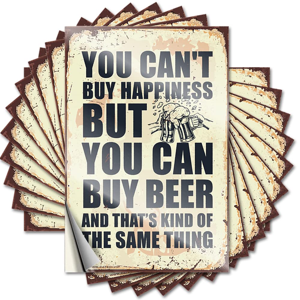 Fzfn Men's Colour Farmhouse Porch Decor Aesthetic Decals - You Can't Buy Happiness But You Can Buy Beer Removable Decal Bumper Easy Peel For Interior(8X12cm)