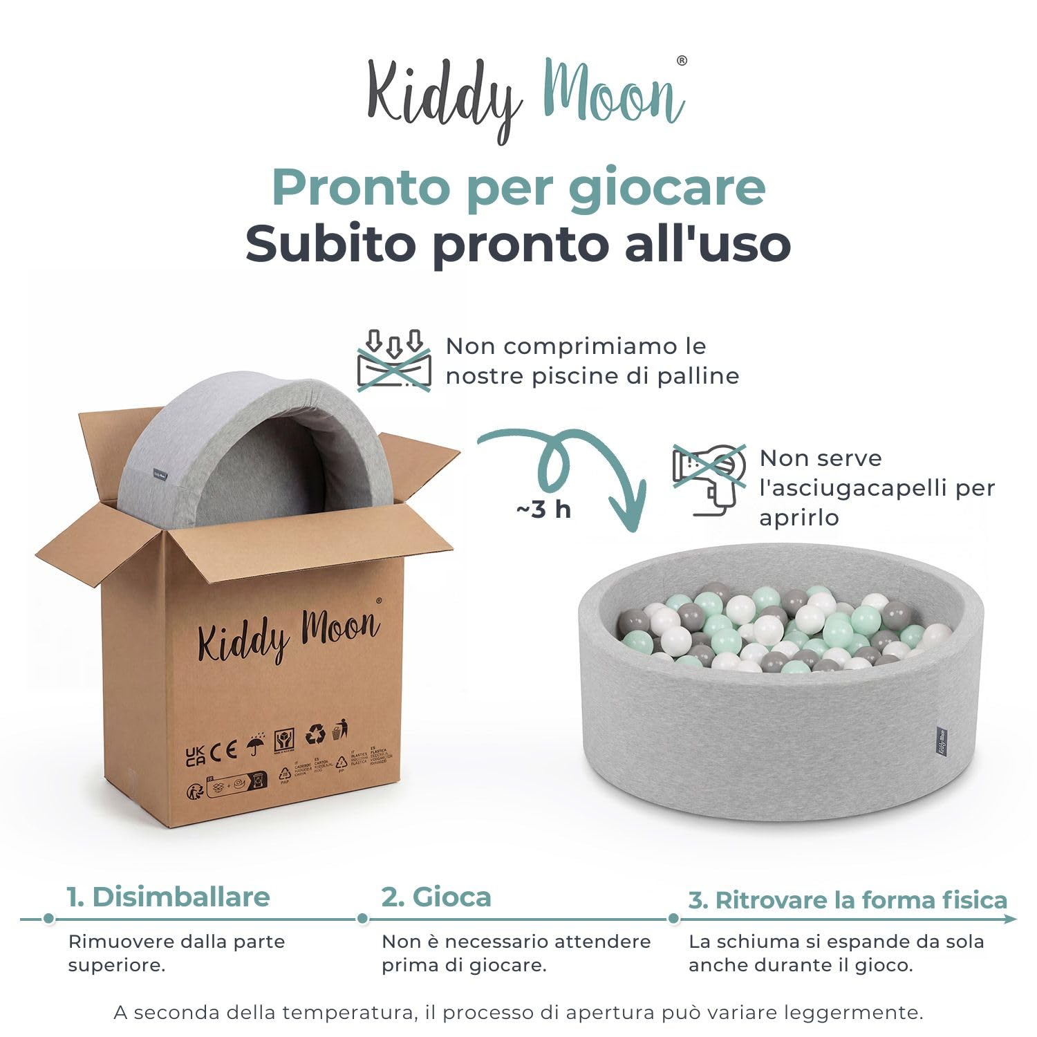 KiddyMoon Piscina di Palline Colorate ∅7Cm per Bambini Quarto Angolare