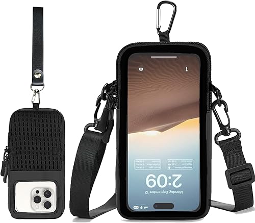 Miniatura 9 de Funda para teléfono celular con correa cruzada ajustable y correa para la muñeca, bolsa transparente para teléfono celular compatible con pantalla