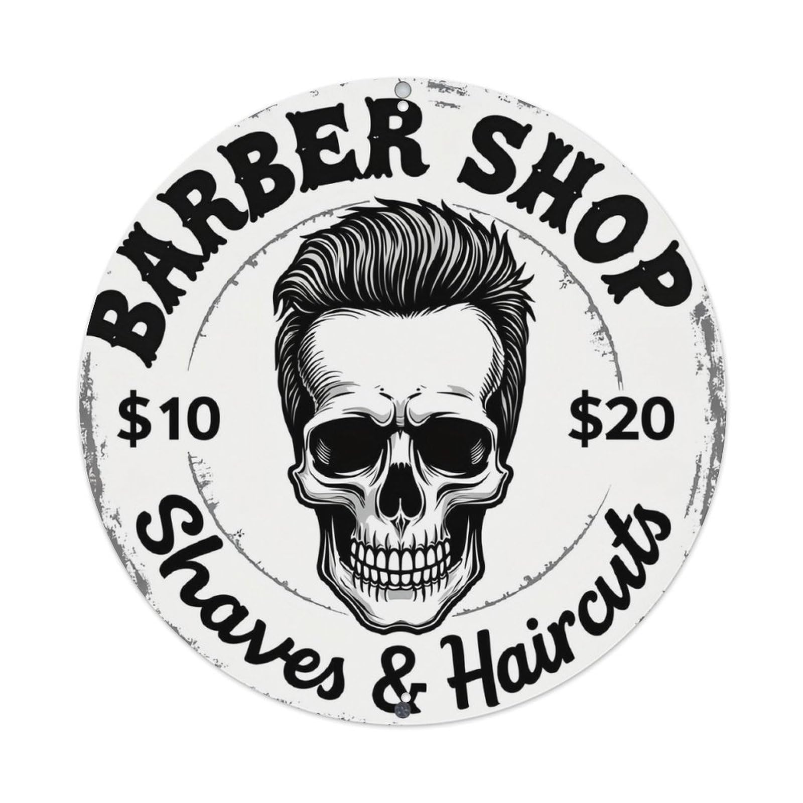 Skull Barber Shop Vintage Sign Retro Metal Tin Sign, Vintage Metal Poster for home, Gaming Room, Studio Workshop,Bar,Garage Wall Art Decor 8x8 inch