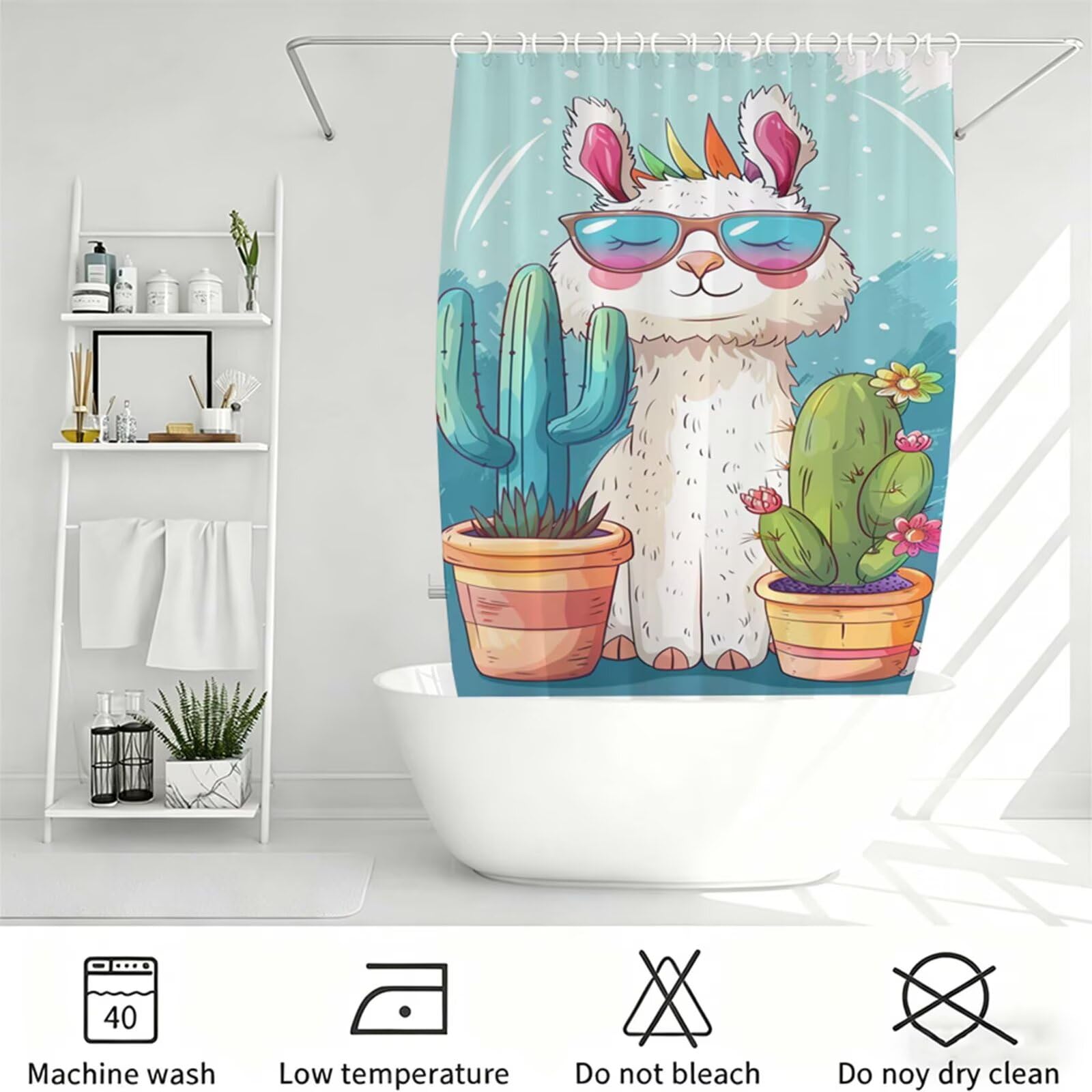 Turchese Tenda Doccia 200x200cm,Tenda per Doccia Tessuto Poliestere Impermeabile Asciugatura Rapida con 12 Anelli,Tende Finestra Bagno e Vasca Pieghevole per Angolare Casa Shower Curtain animale J-342