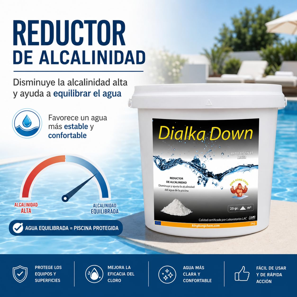 Dialka Down 5KG Reductor de alcalinidad para la Piscina y el SPA (5 kg)