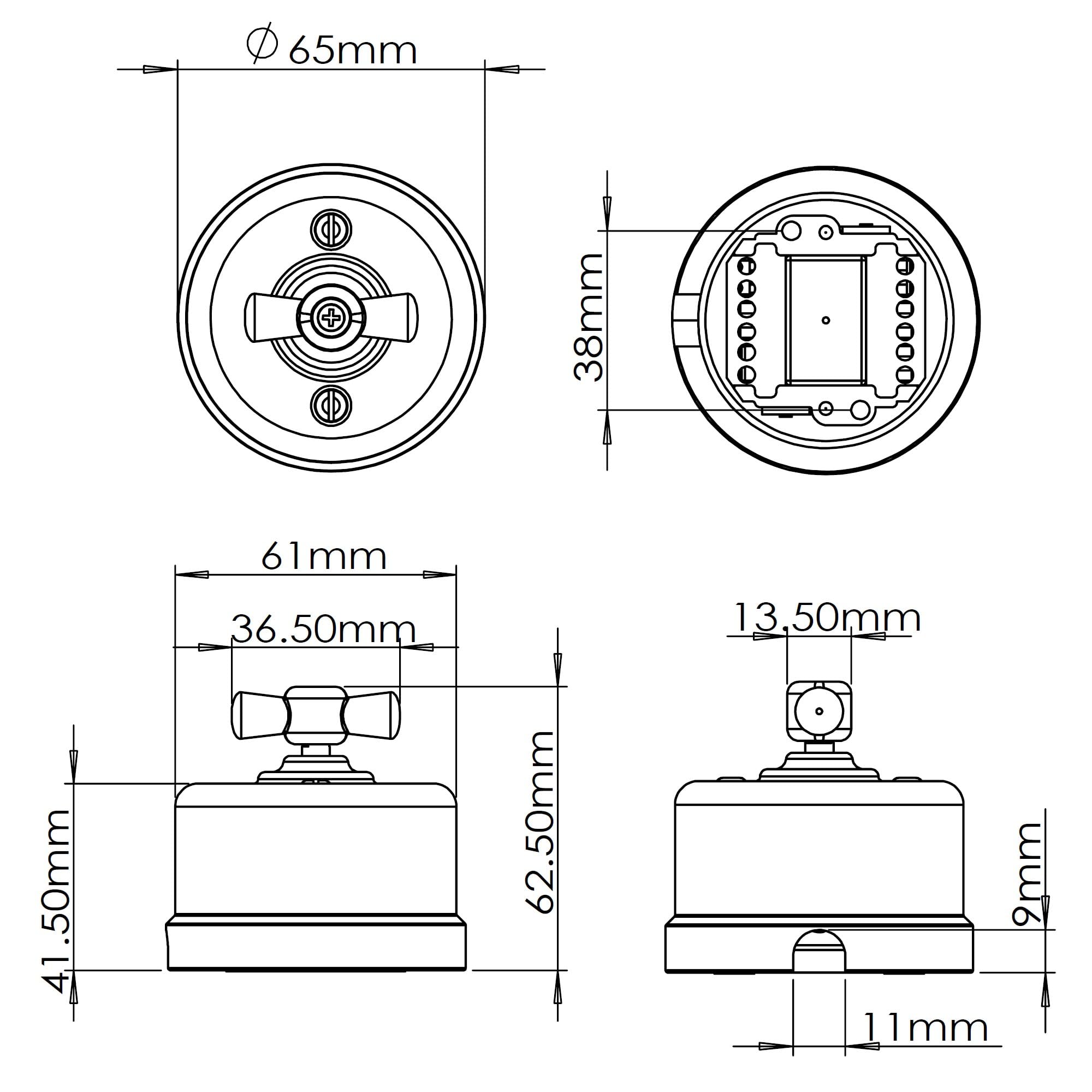 Porcelana natynkowa retro Rotary, przełącznik krzyżowy, All-in-One, seria QR1 biały