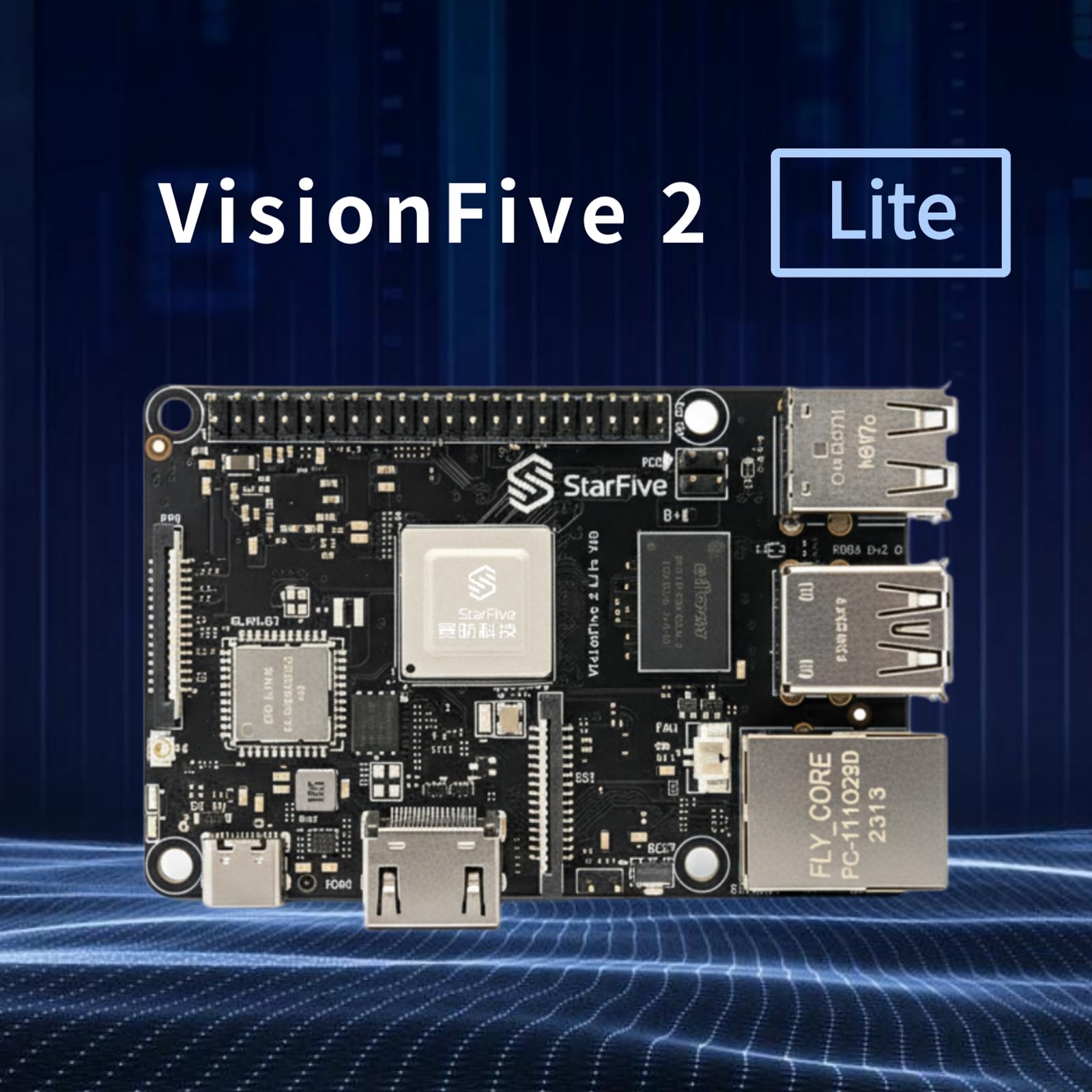 VisionFive 2 Lite RISC-V komputer jednopłytowy, StarFive JH-7110S SoC 2/4/8 GB LPDDR4 WiFi6 BT5.4 HDMI2.0 Gigabit Ethernet, do edukacji, IIoT, Smart Home, 85 x 56 mm kompaktowy (metalowy zestaw, 8 + 0