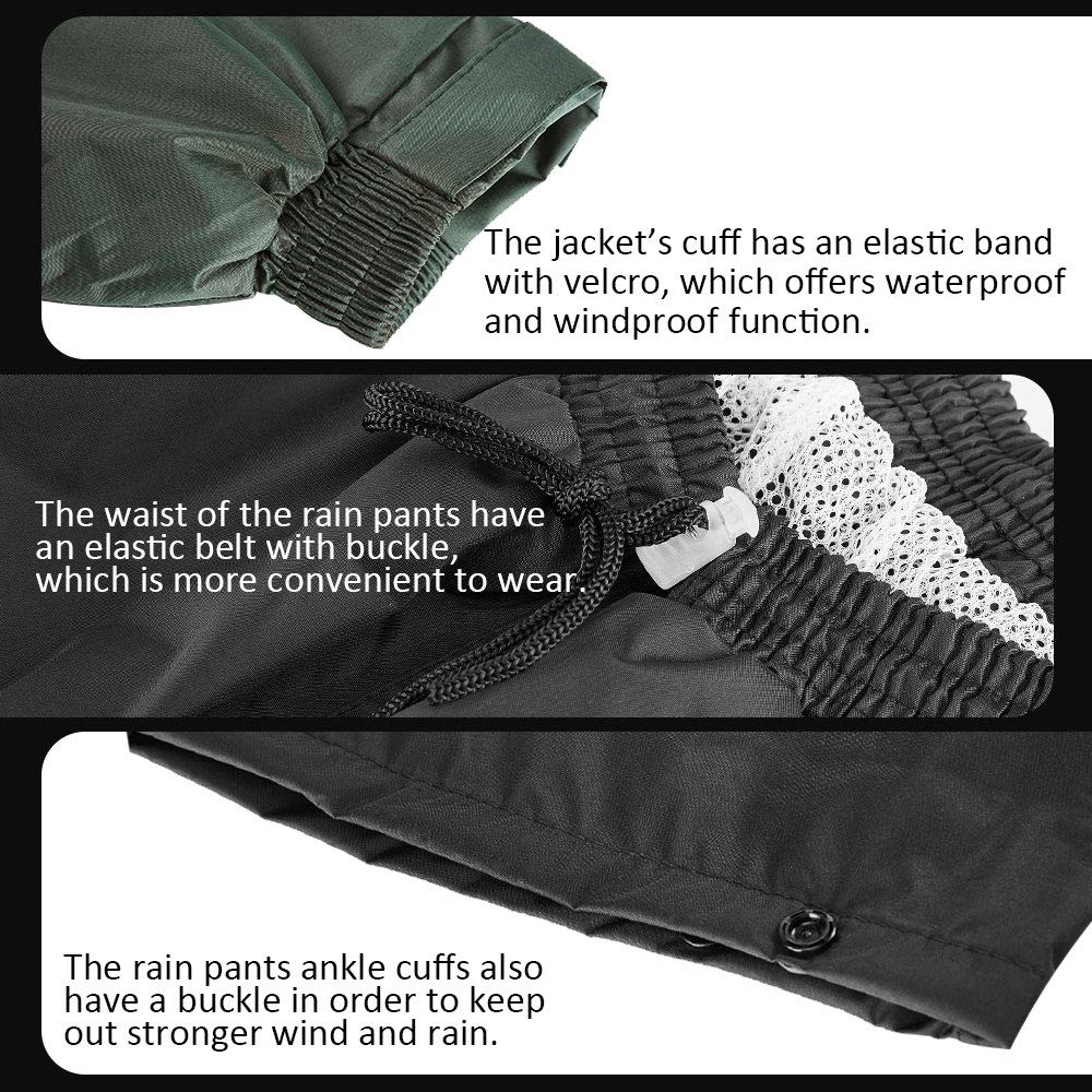ILM Chubasquero Moto Impermeable Hombre-Traje de Lluvia Resistente al Desgaste, 6 Bolsillos, Juego de 2 Piezas con chaqueta y pantalones
