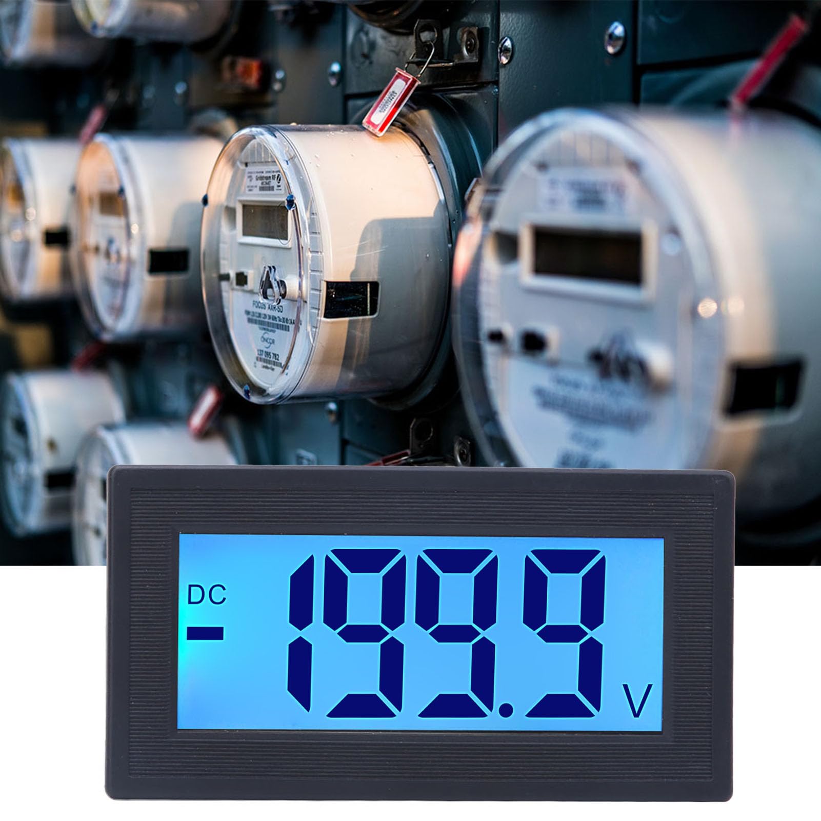 Aramox LCD-Voltmeter, DC Digitalspannung Messgerät mit Blauer Hintergrundbeleuchtung, Tester Mess Monitor AC100-240V YB5135 DB, Starke Anti-Interferenz, Gute Leistung, 7 Verschiedene Verschiedene