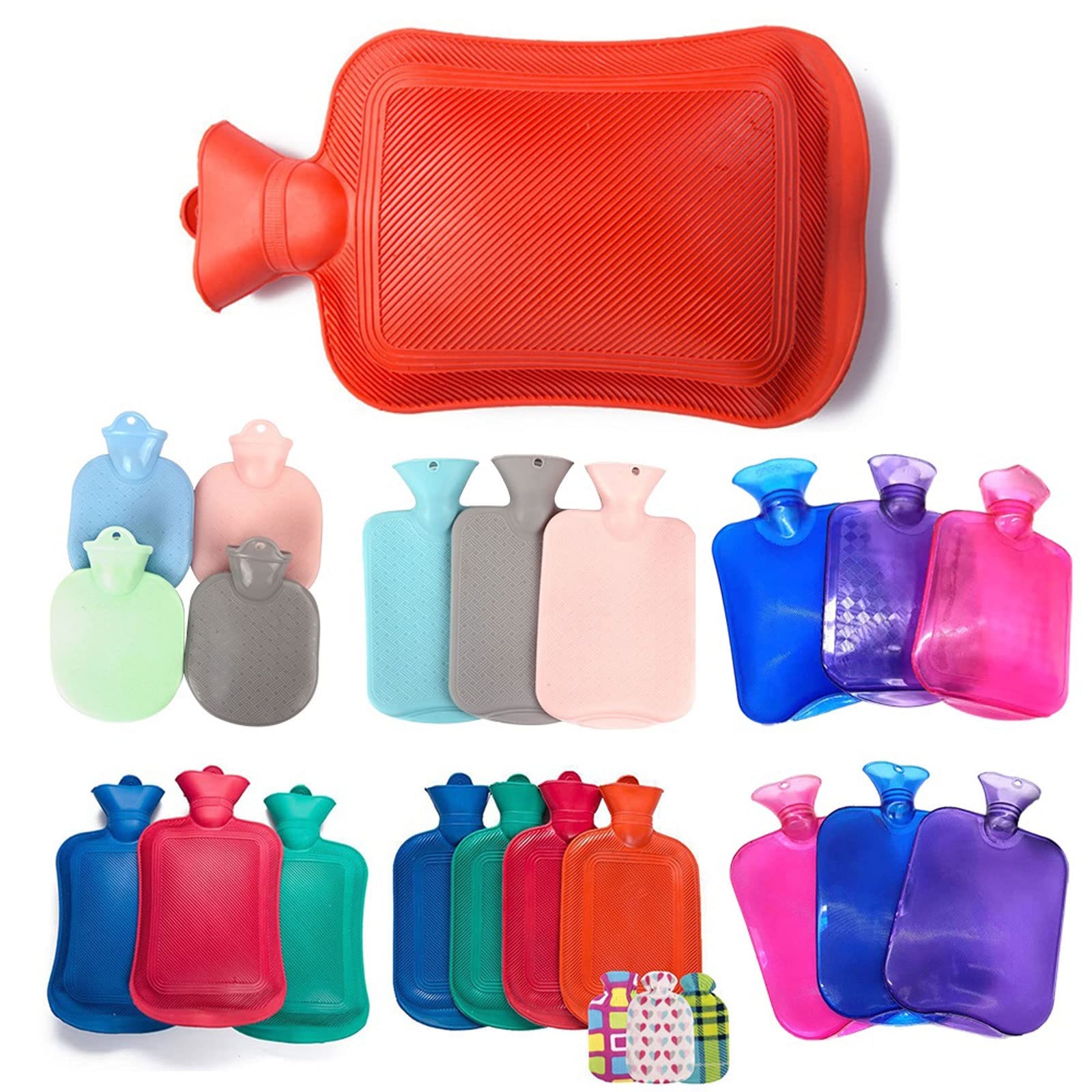 JINGYAN Bolsas de agua caliente 2000 ml botellas de agua caliente espesor portátil goma invierno cálido bolsa calentar a mano chicas bolsillo pies botella(Talla �nica)