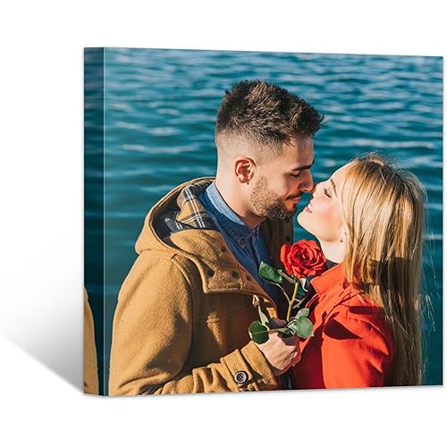 Personalized Canvas Wall Art (Framed 12“X 12”) Custom Canvas Prints with Your Photos Wall Art for Living Room,Bedroom,Couple Photo Prints for Christmas Gifts