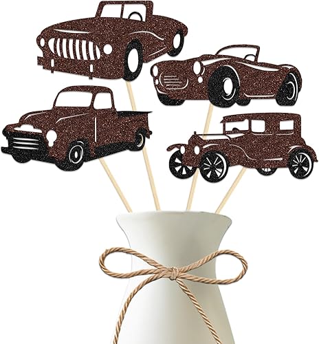 12 piezas de palos clásicos divertidos para centro de mesa, decoración de fiesta para entusiastas del automóvil, suministros de fiesta temática de