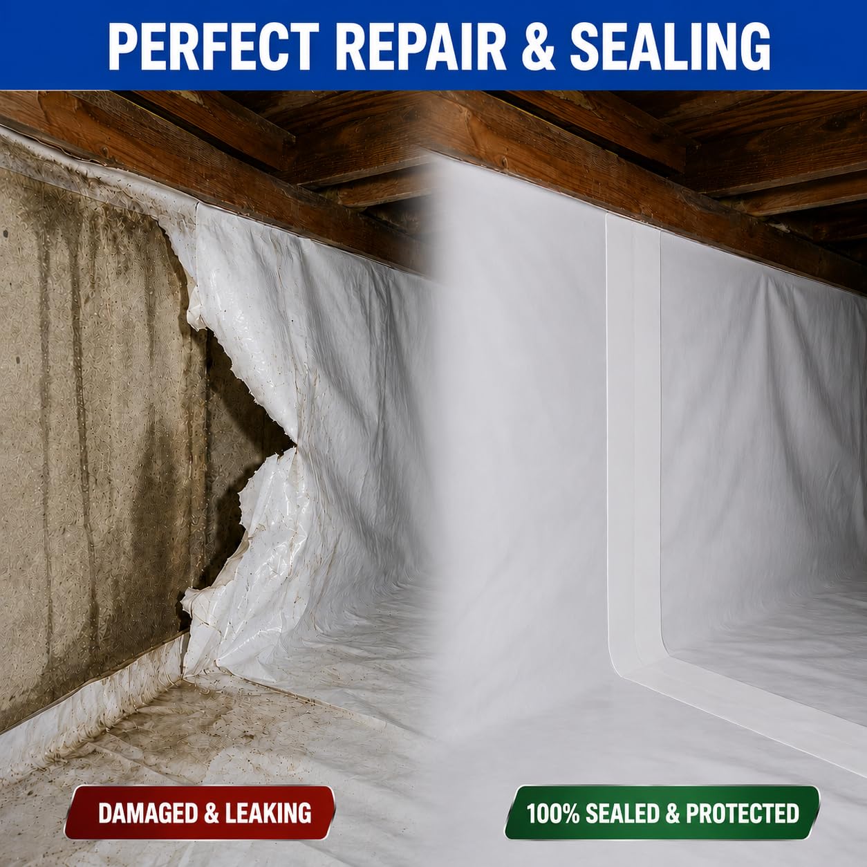 Paquete de 3 cintas de barrera de vapor blanca de 4 pulgadas x 180 pies: impermeable, a prueba de humedad y solución de sellado