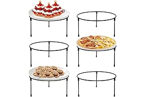 HPC DECOR Set of 6 Black Metal Wire Pizza Pan Riser Stands