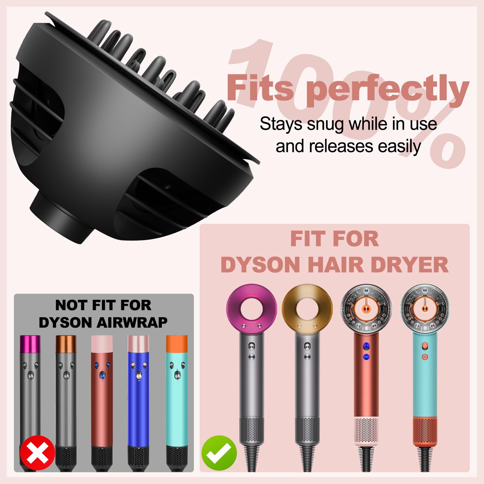Difusor de rizos ondulados para accesorio de secador de pelo Dyson, domo o modos difusos para Dyson Supersonic, para Nural HD16 HD15 HD12 HD08 HD04 HD03 HD02 para mejorar el rizo y controlar