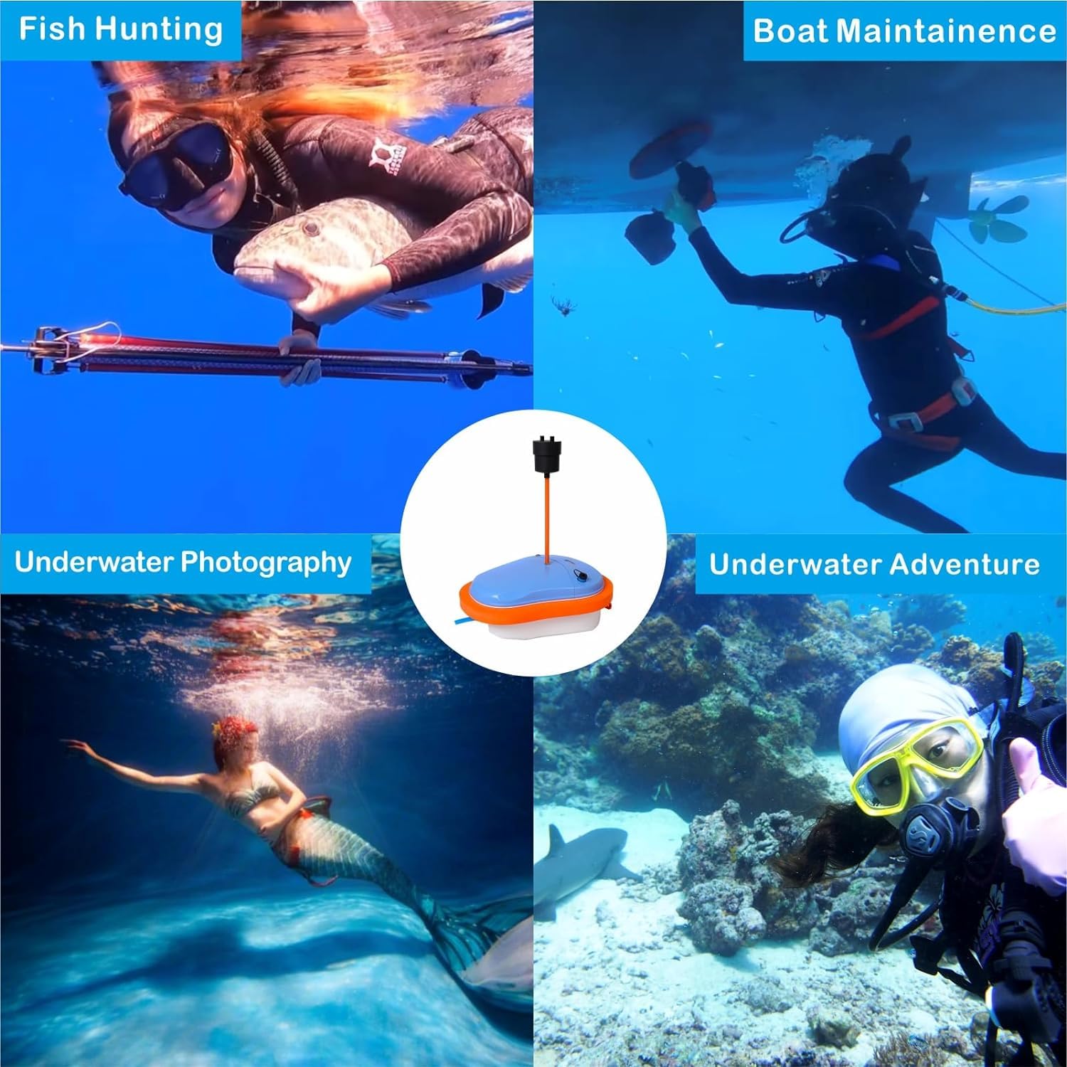 1H Sistema di Immersione Subacquea, Portare sull'aereo Sistema di Ventilazione Subacquea, Respiratore Subacqueo Elettricoda con 7m Regolatore, Ventilador de buceo per Adulti