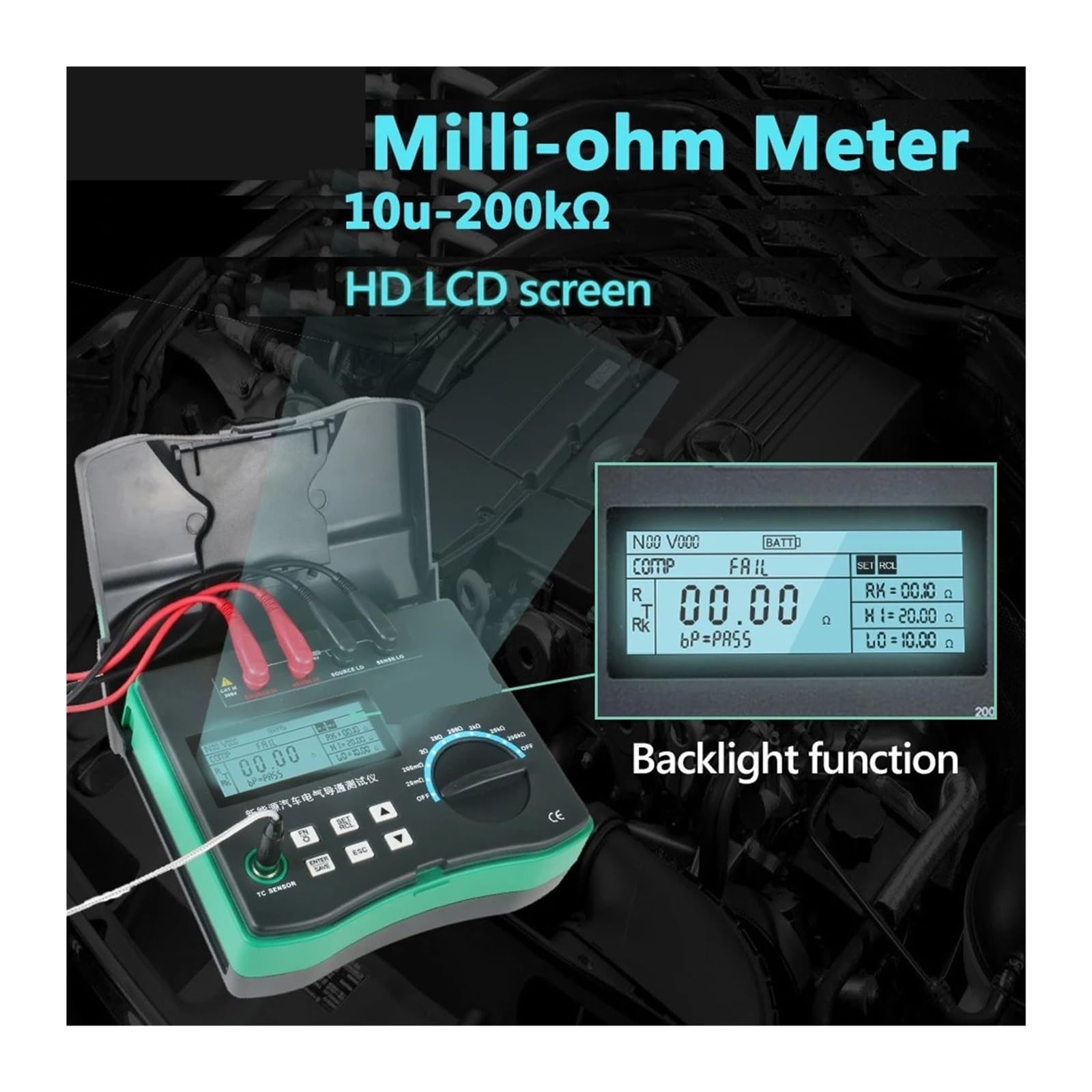 DY4106 Cyfrowy Miernik Miliomów HD LCD Podświetlany 4-żyłowy Test Niskooporowy Multimetr