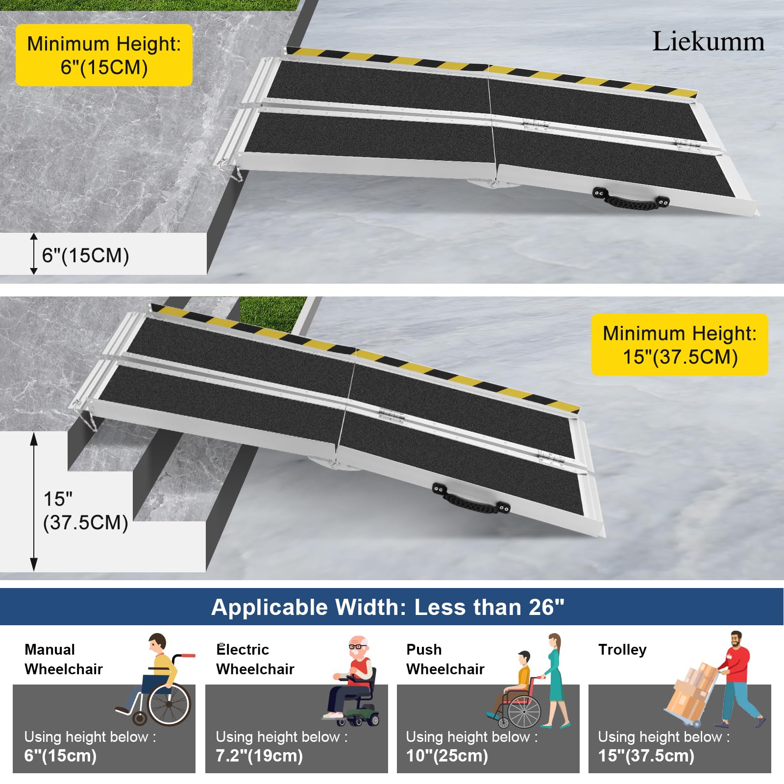 Snapklik.com : LIEKUMM 5FT Portable Wheelchair Ramp600LBS CapacityRamps ...