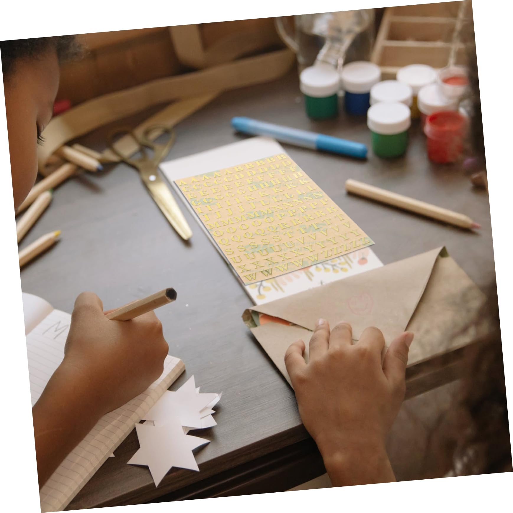 SHINEOFI 60hojas Pegatinas De Letras y Autoadhesivas De Brillo Metálico Para Decoración De Tazas Móviles y Álbumes