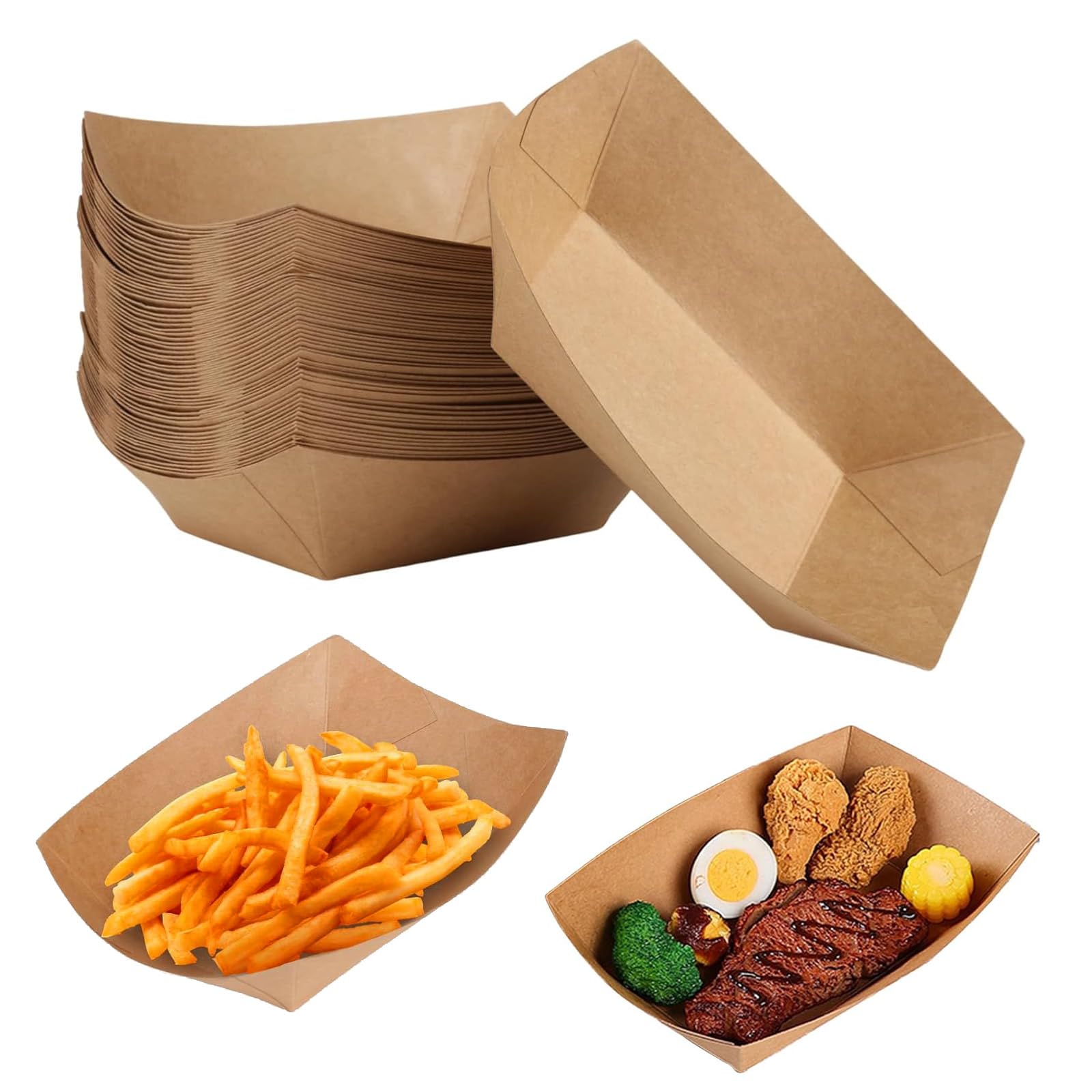Enpack Snackschaal A7-100 stuks snackschalen van kraftpapier - Snack Box 12x10x3,5cm - Curryworst schaal 400 ml - container voor tapas, chips, friet etc. - optimaal geschikt als fingerfood schaal Enpack Snackschaal A7-100 stuks snackschalen van kraftpapier - Snack Box 12x10x3,5cm - Curryworst schaal 400 ml - container voor tapas, chips, friet etc. - optimaal geschikt als fingerfood schaal