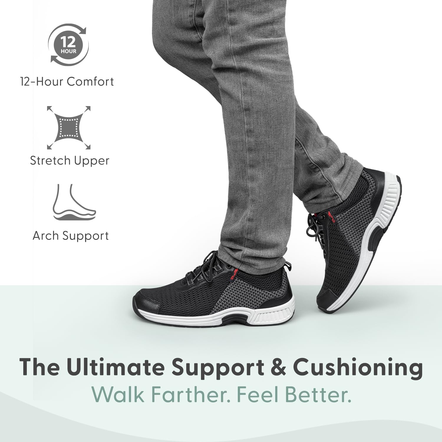 Orthofeet Edgewater Orthopedic Mens Walking Shoes | Stretchable & Breathable Comfort Sneakers with Anatomical Arch Support Ergonomic Soft Padded Cushioning Wide Toe Box product thumbnail 3