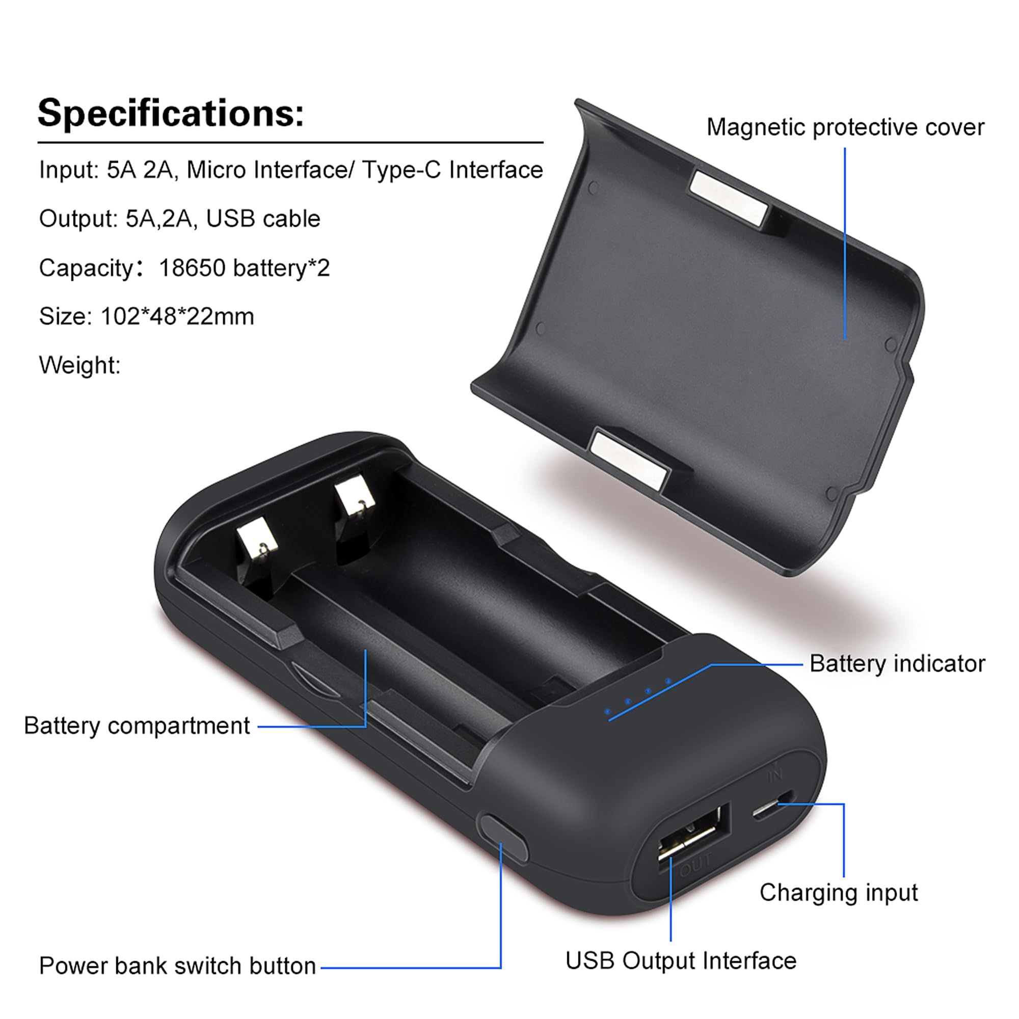 GLK-Technologies® Lot de 2 batteries 18650 3200 mAh 3,7 V - Chargeur 3