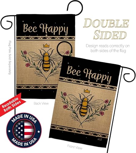 Miniatura 3 de Bandera de jardín con texto en inglés "Queen Bee Happy Garden"  Friends Bugs & Frogs Butterfly Ladybugs Dragonfly Springtime Insect Natural Wildlife