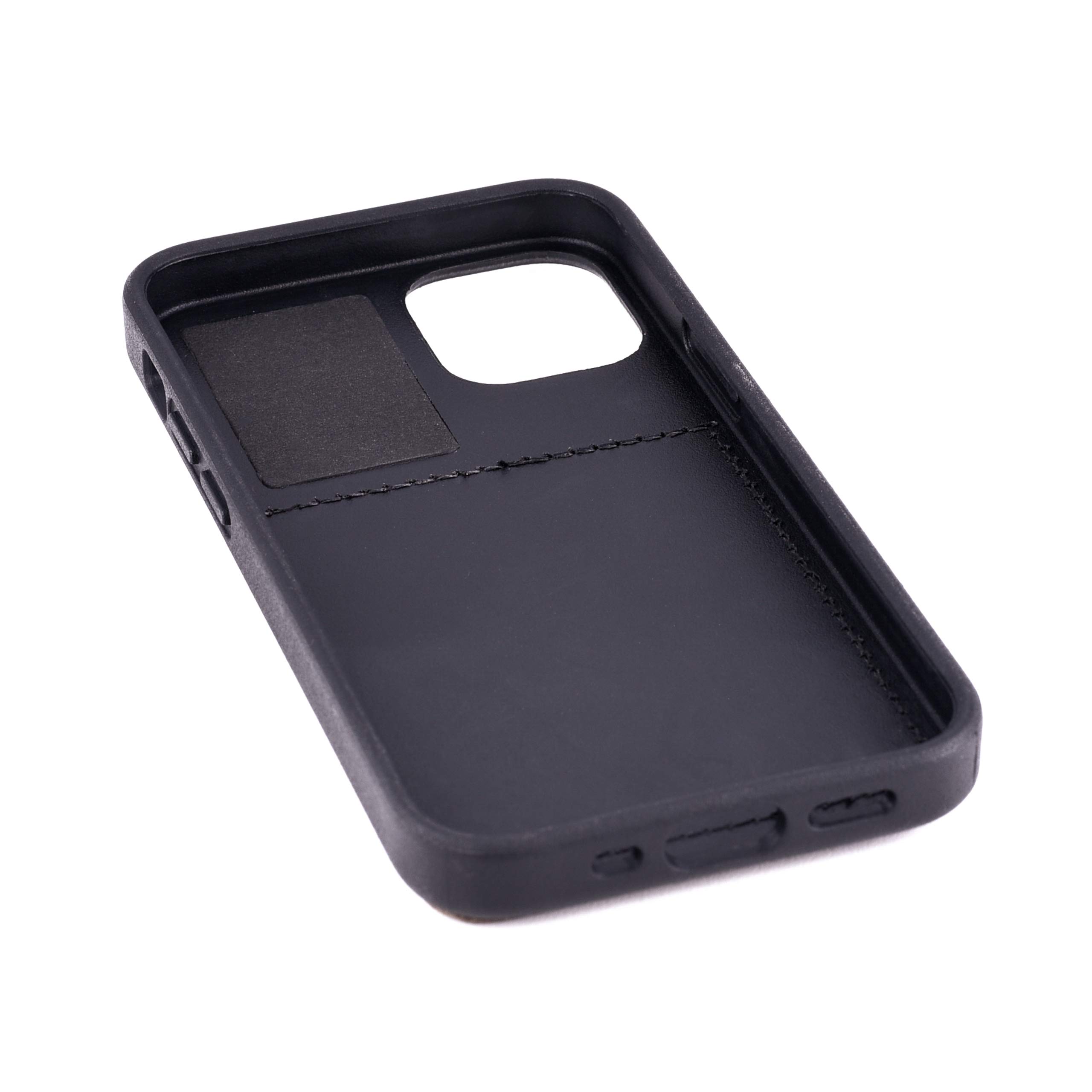 Dockem - Custodia a Portafoglio BIO per iPhone 12 mini: Materiali Sensibili, Montaggio Magnetico e 1 Scomparti Carte di Credito (M2B da 5.4", Nero e Marrone Chiaro)