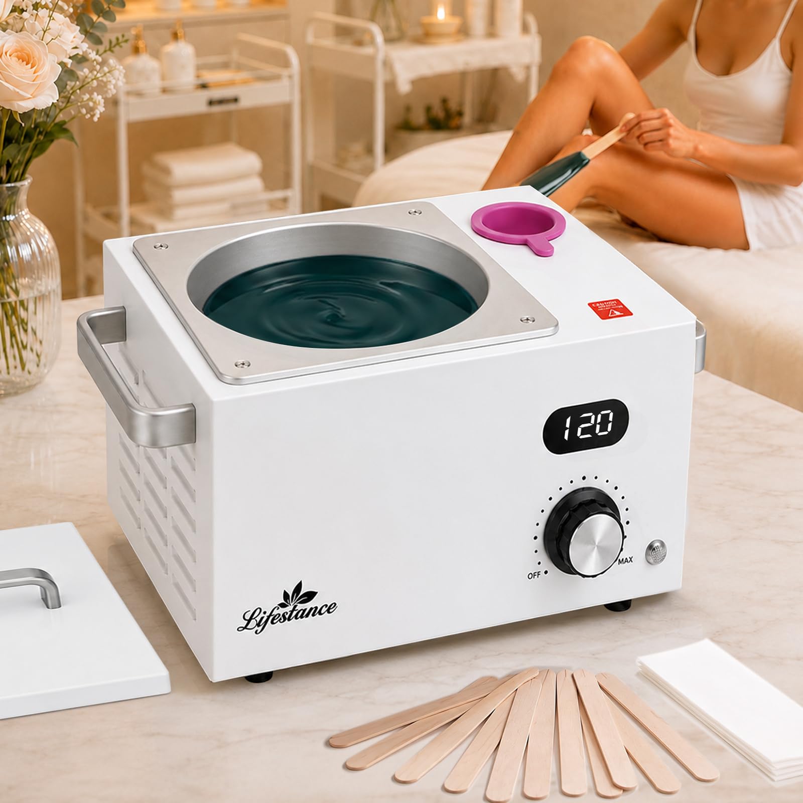 Scaldacera portatile per depilazione indolore: scaldacera professionale a pentola singola con temperatura regolabile, ideale per viso, corpo e salone, per donne e uomini (bianco)