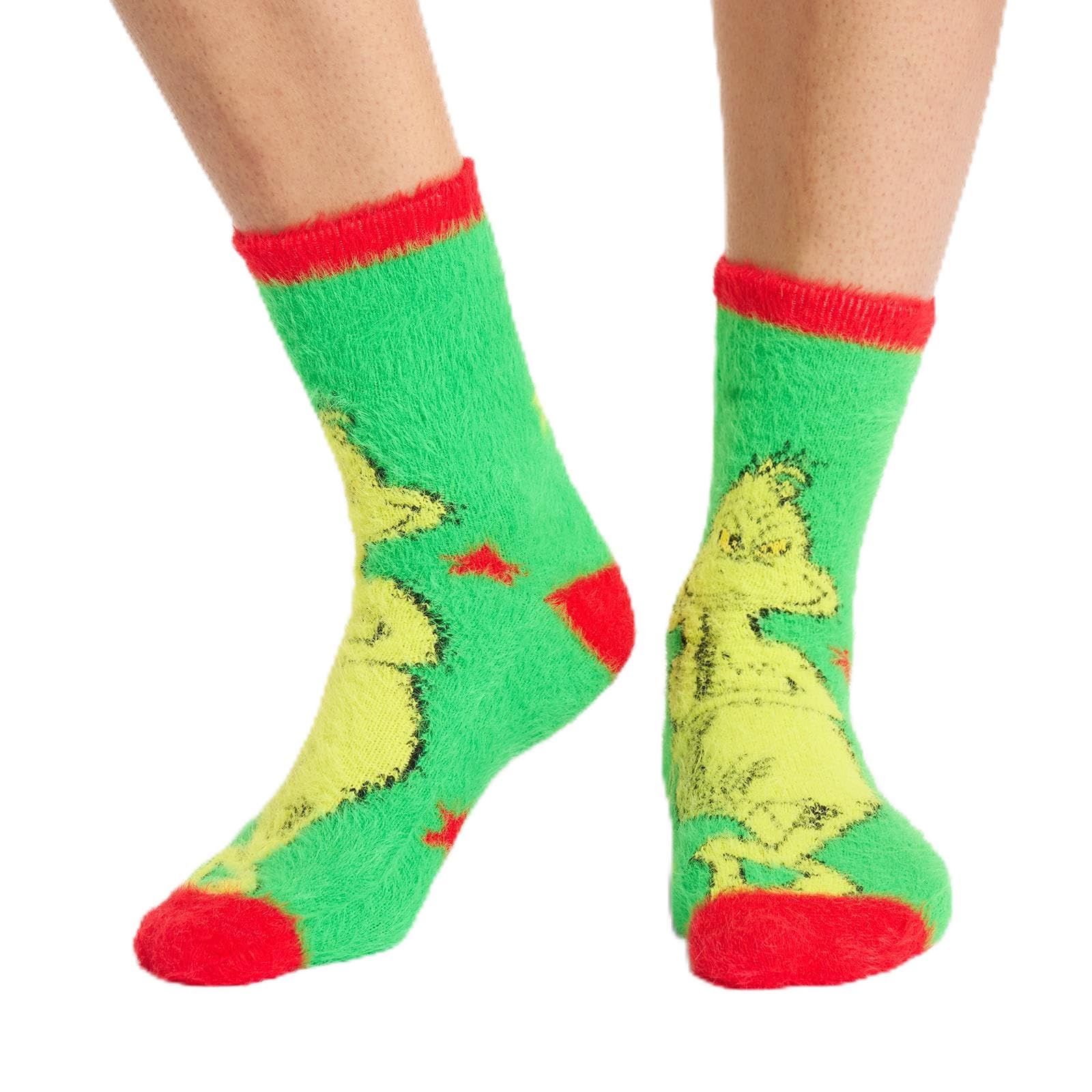 OHS Grinch Fleece Bed Socks One Size Multicolor