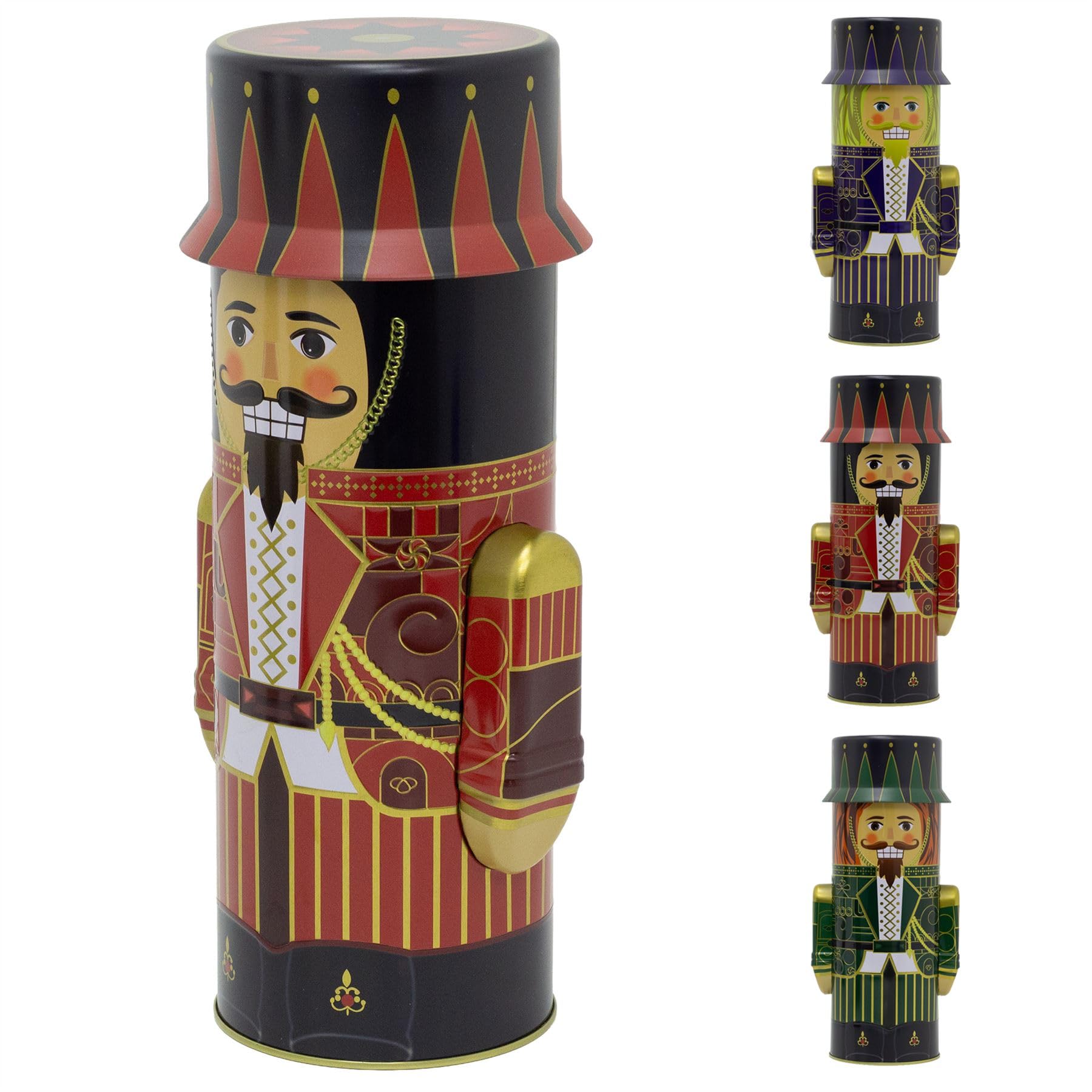 Carousel Home Colour Varies Christmas Nutcracker Cookie & Biscuit Tin | Fun 3D Nutcracker Soldier Storage Box | Festive Airtight Gift Tin