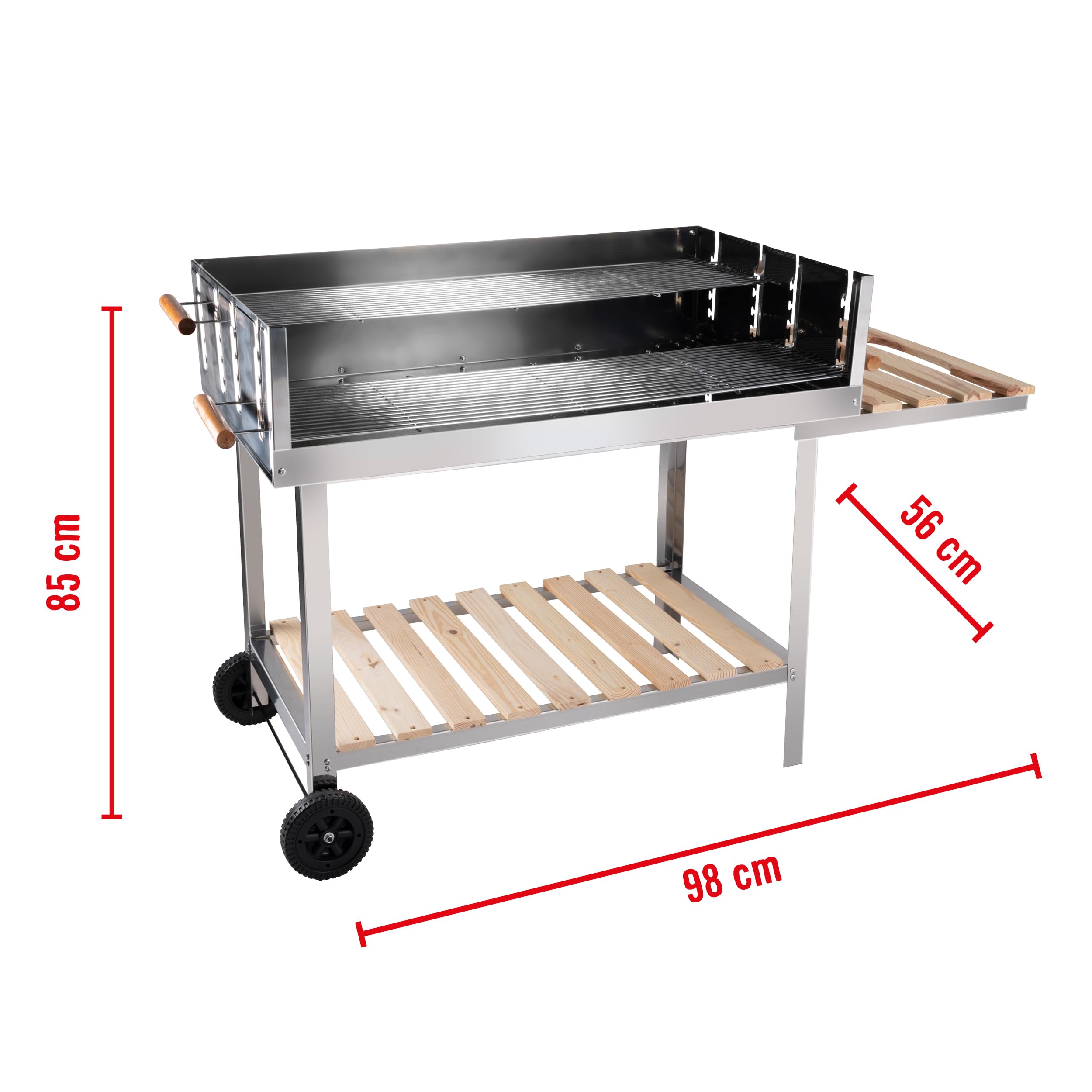 BBQ Collection Holzkohlegrill - BBQ mit Tisch - Gartenküchen Barbecue in höhenverstellbar - 98 x 56 x 85 cm