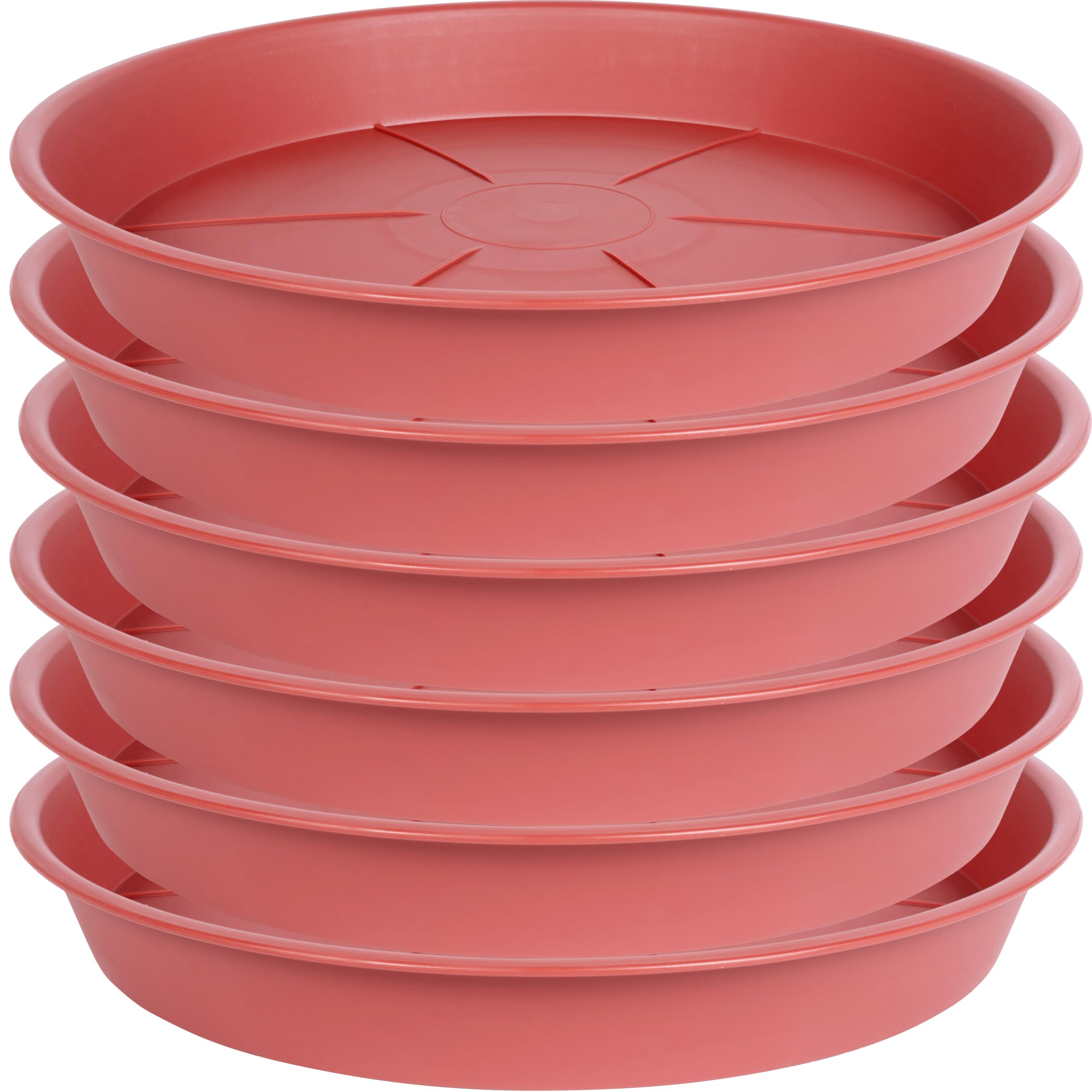OVZILKI Bleusea 6 Pack of Plant Saucer Tray 11 12 inch, Heavy Duty Plastic Pot Plant Drip Trays Saucers for for Indoors Outdoor, Plant Water Tray for Planters 11-12" (12", Clay)
